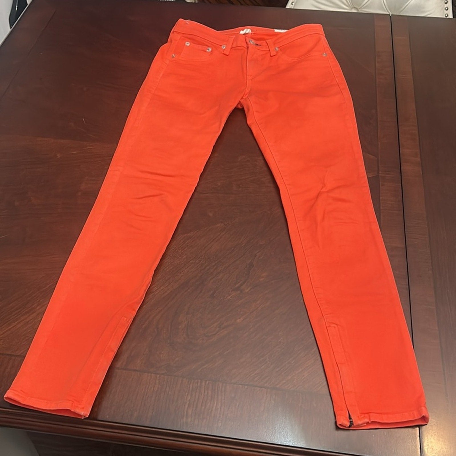 rag & Bone The Zipper Capri Jeans In Bright Orange - size 26