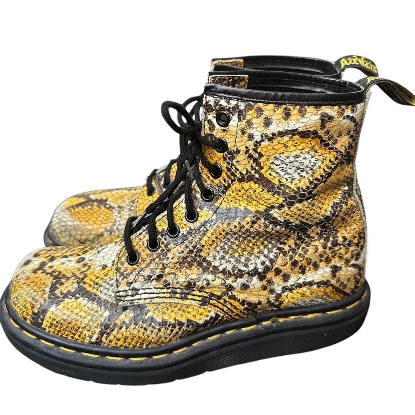 DR. MARTENS VINTAGE SNAKE PRINT ANKLE BOOTS WOMEN SIZE US 9 MADE IN ENGLAND