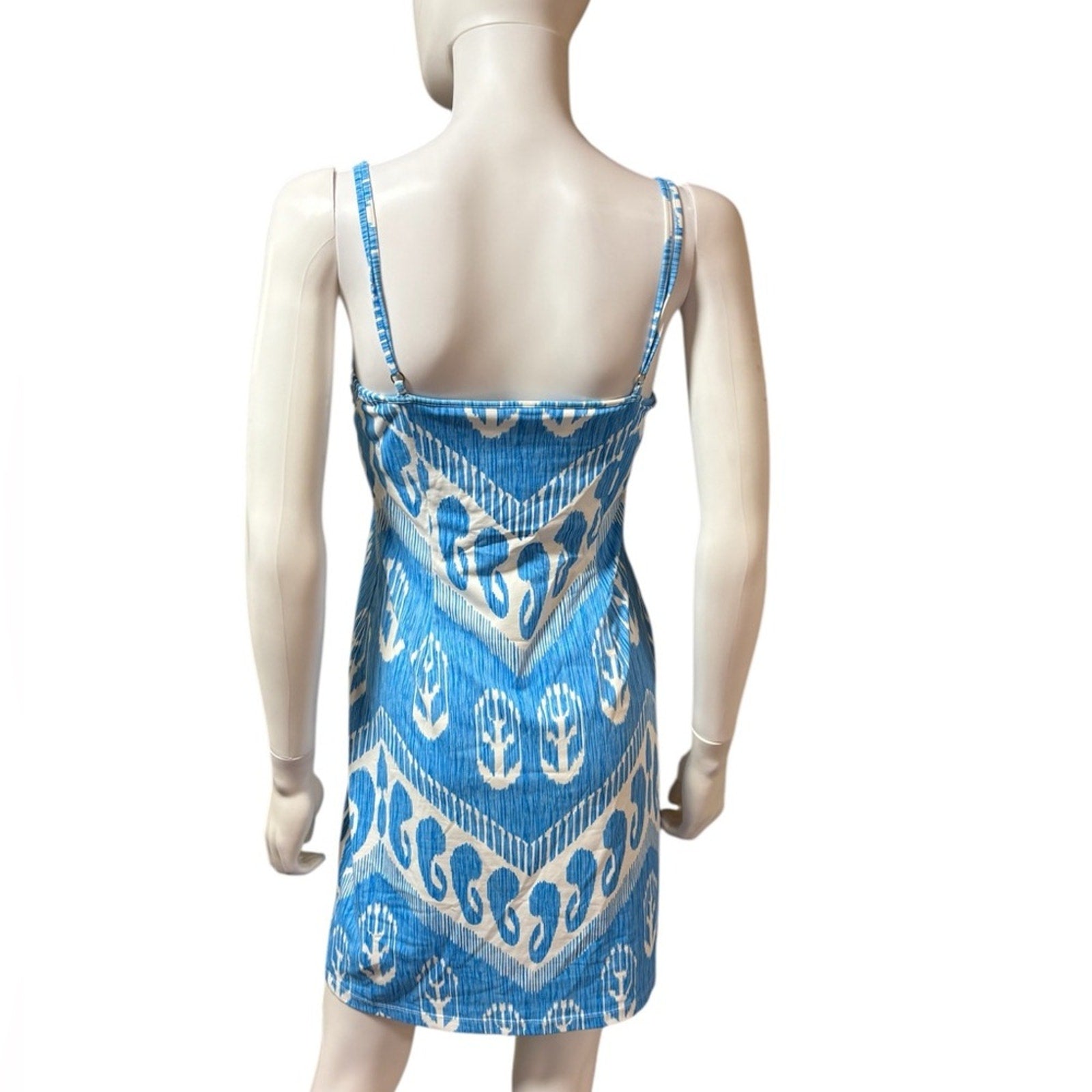 J McLaughlin Blue White Catalina Cloth Halter Mini Dress Nautical Print - size S
