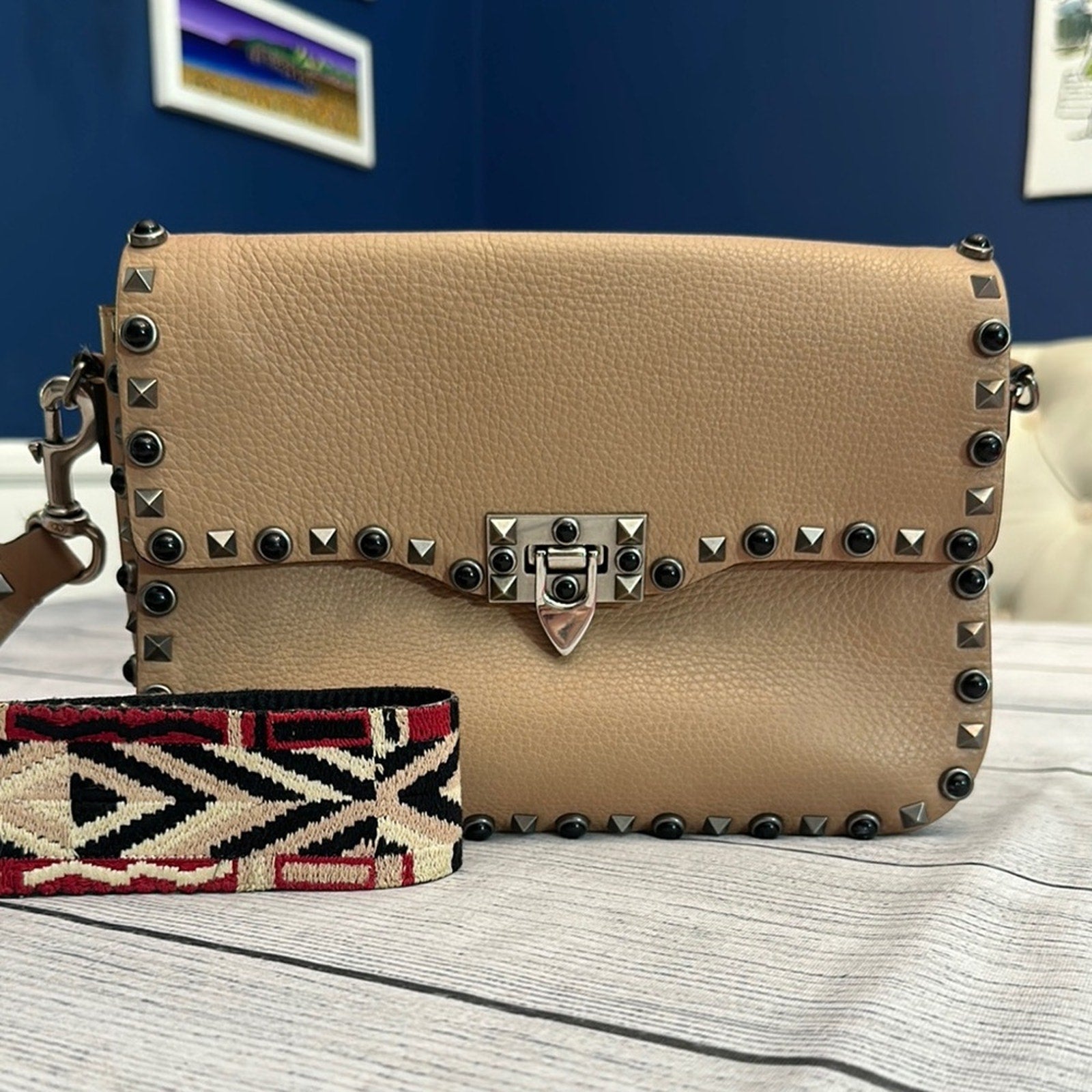 Valentino Garavani Cream and Pink Crossbody Bag