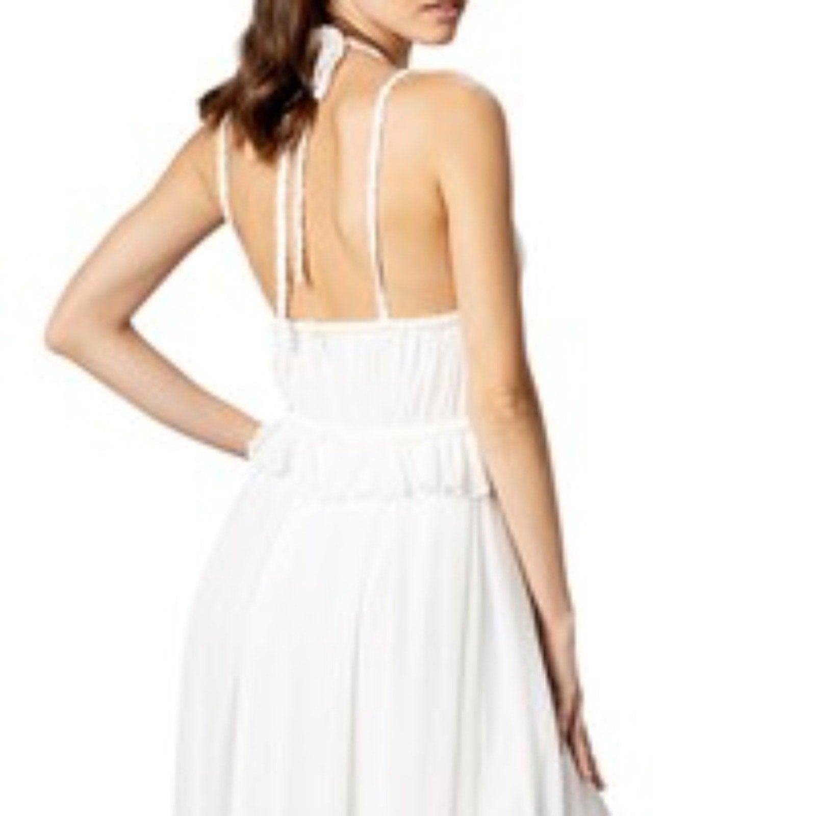 Dress The Population Women's White Athena Pleated Cutout Gown Dress - size XS