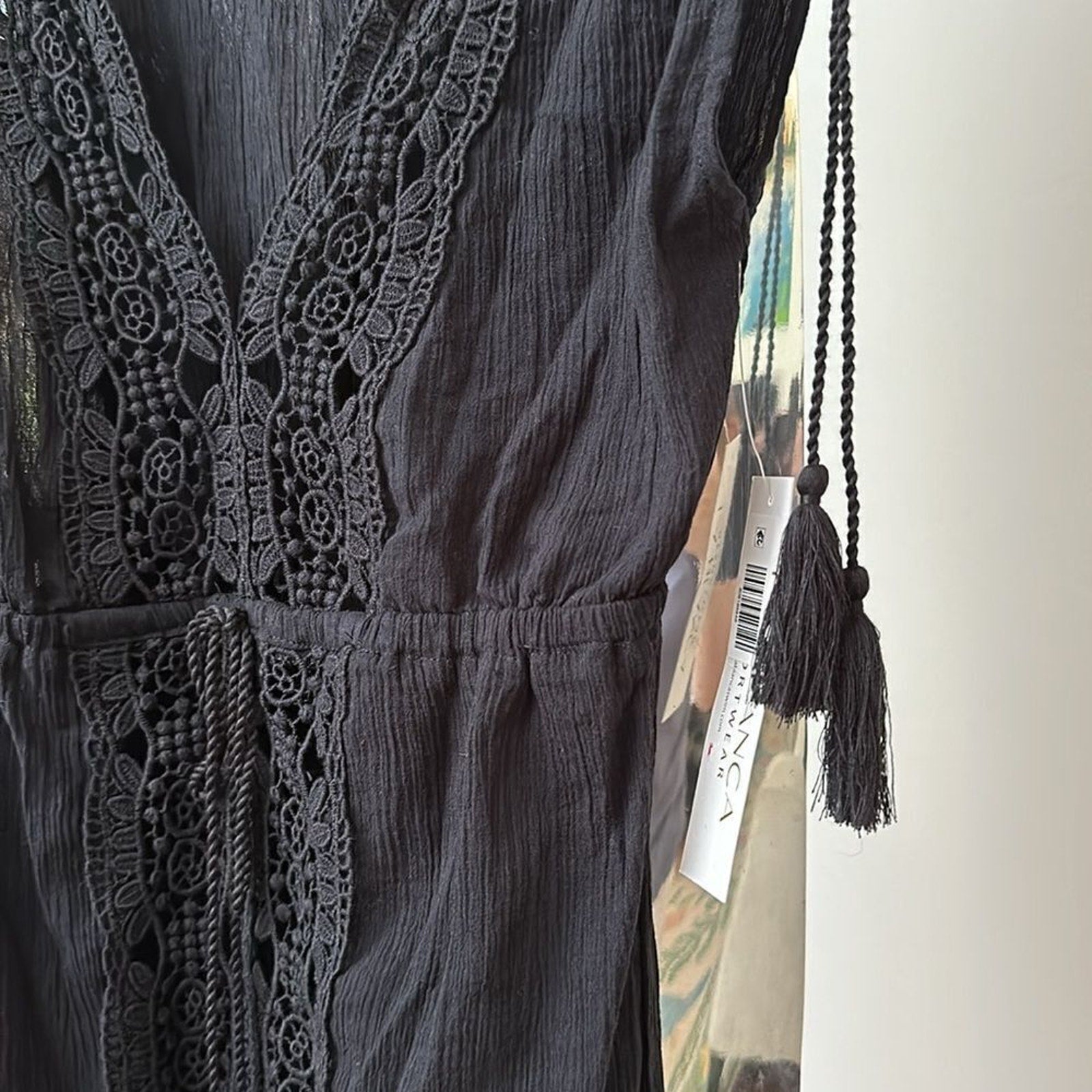 NWT LA BLANCA Island Fare Cotton Crochet Cover Up Midi Dress