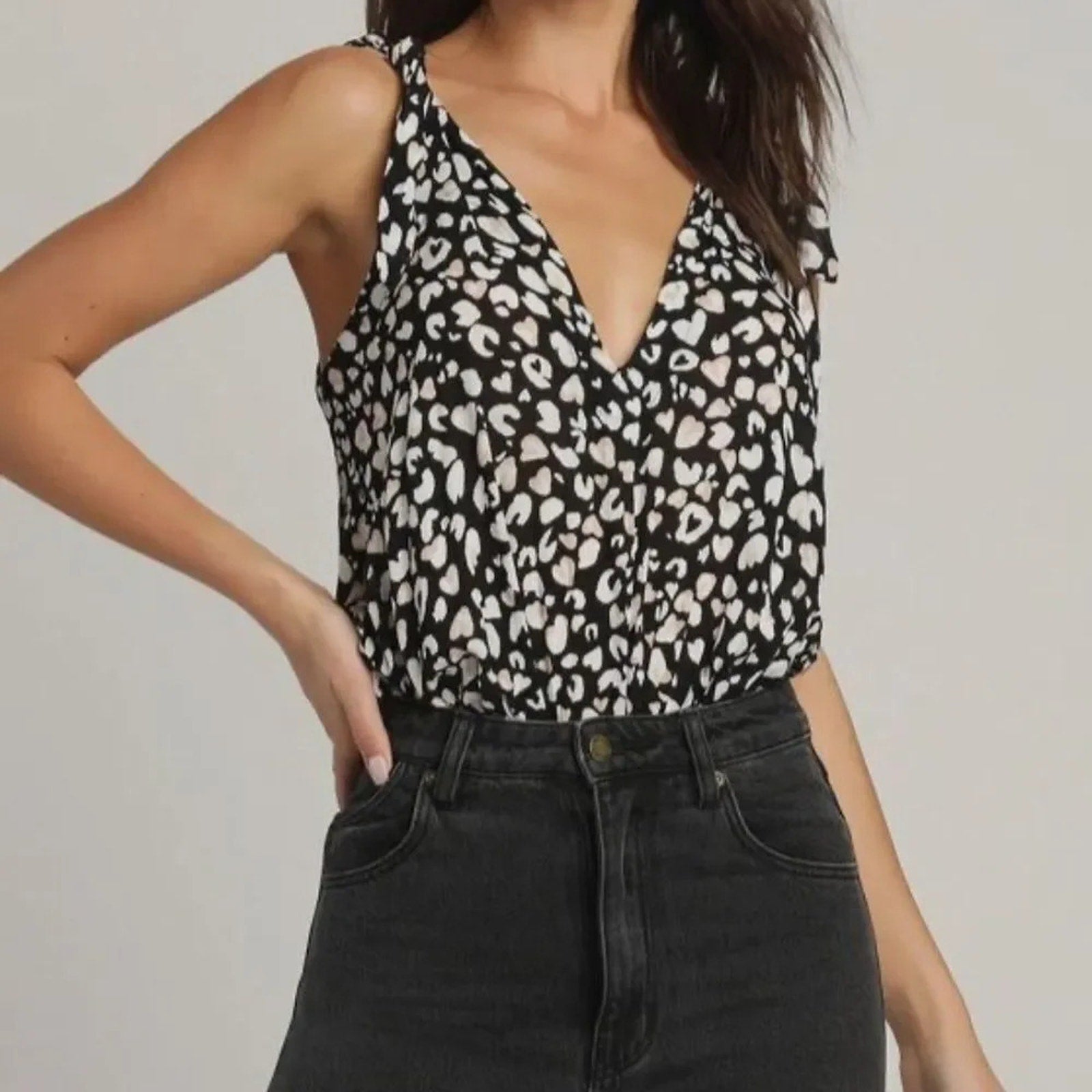 NEW Free People Women's Black Leopard Bare It All Tank Bodysuit Size XS