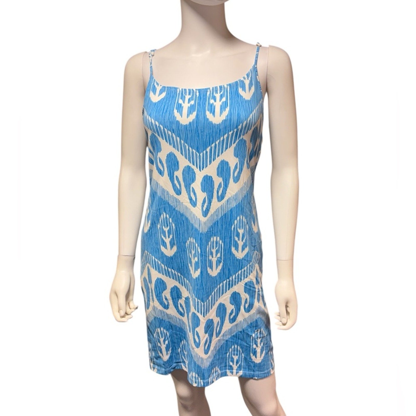J McLaughlin Blue White Catalina Cloth Halter Mini Dress Nautical Print - size S