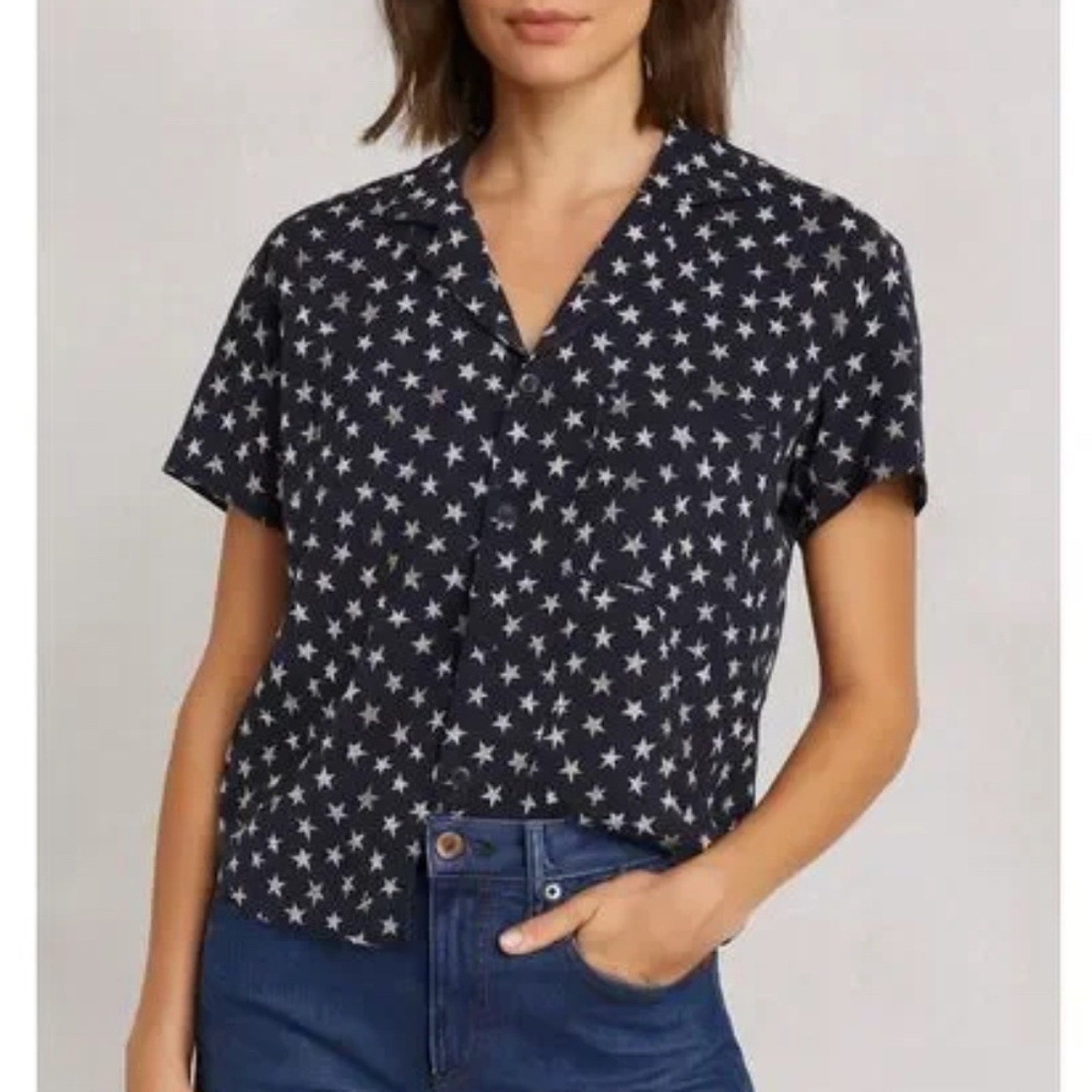 PISTOLA Blue Star Button Up Shirt Top Women's  - size small
