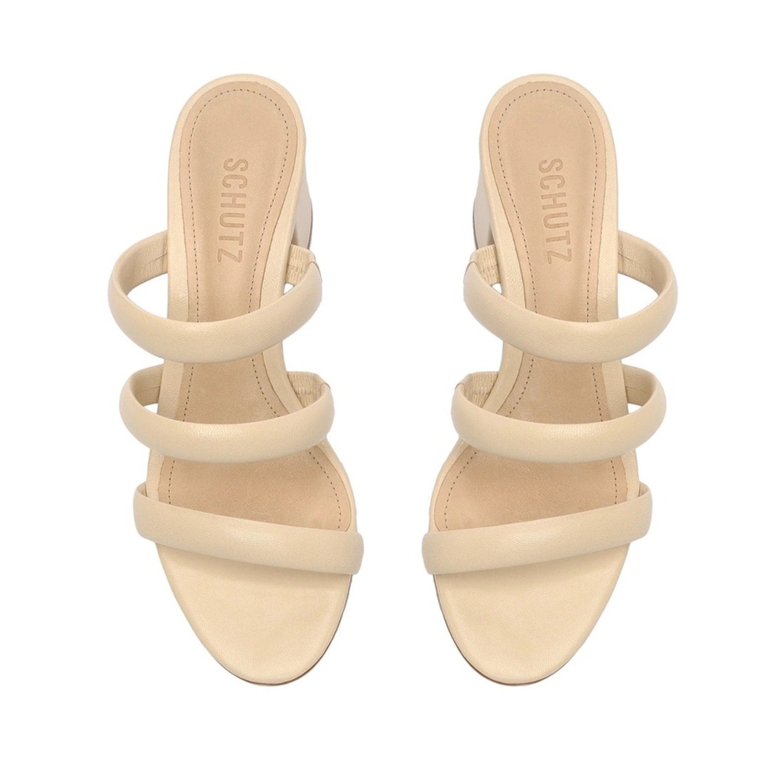 NEW Schutz Olly Cream Leather Block Heel Strappy Sandals - size 7