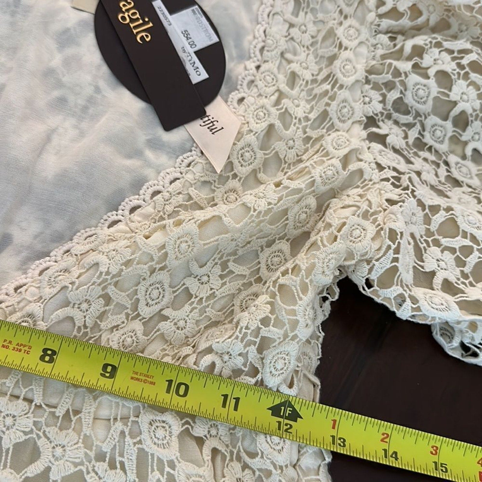 NWT byTiMo Puff-Sleeve Lace Crochet Dress - size XXS