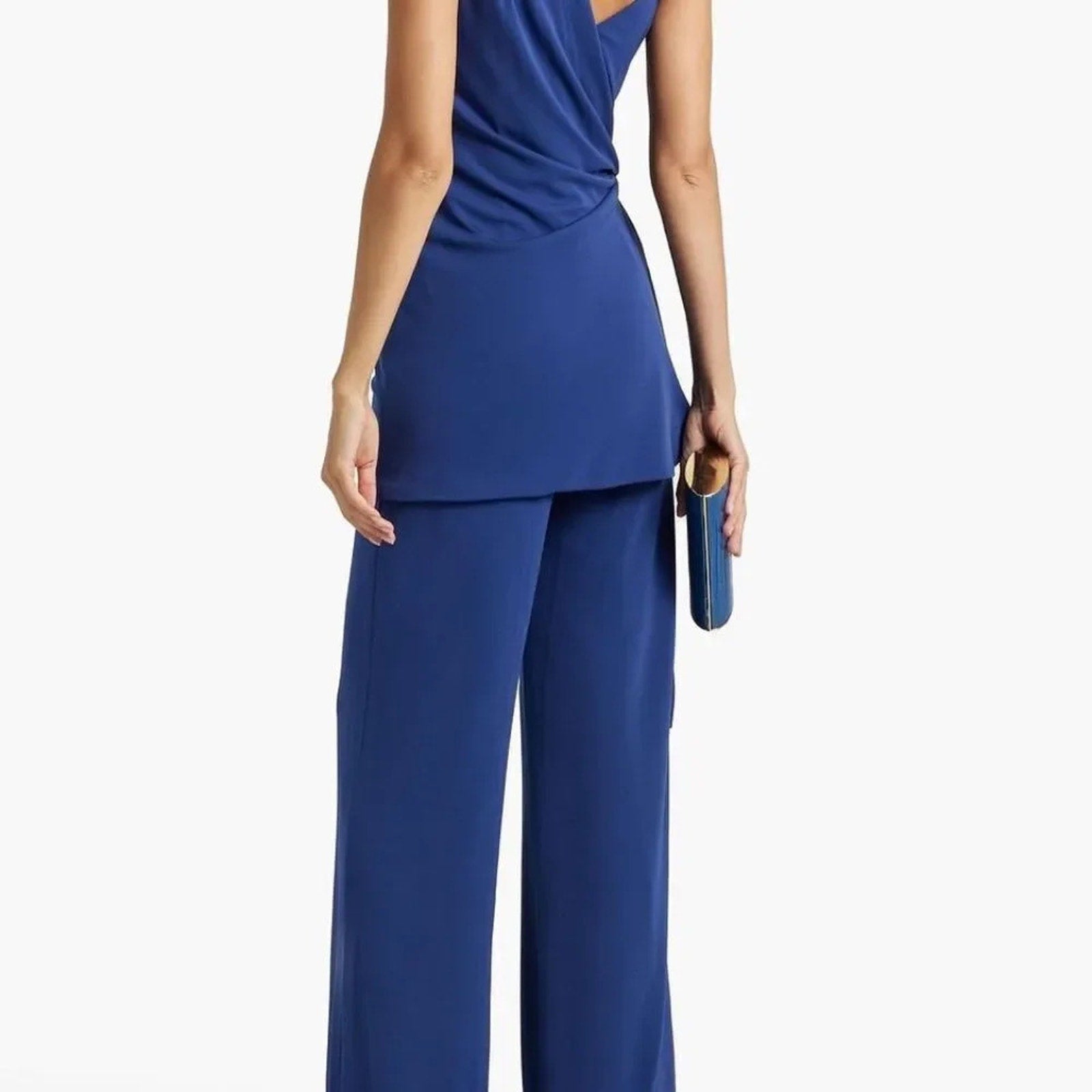 NEW HALSTON Zaria draped stretch-jersey wide-leg jumpsuit - size 6
