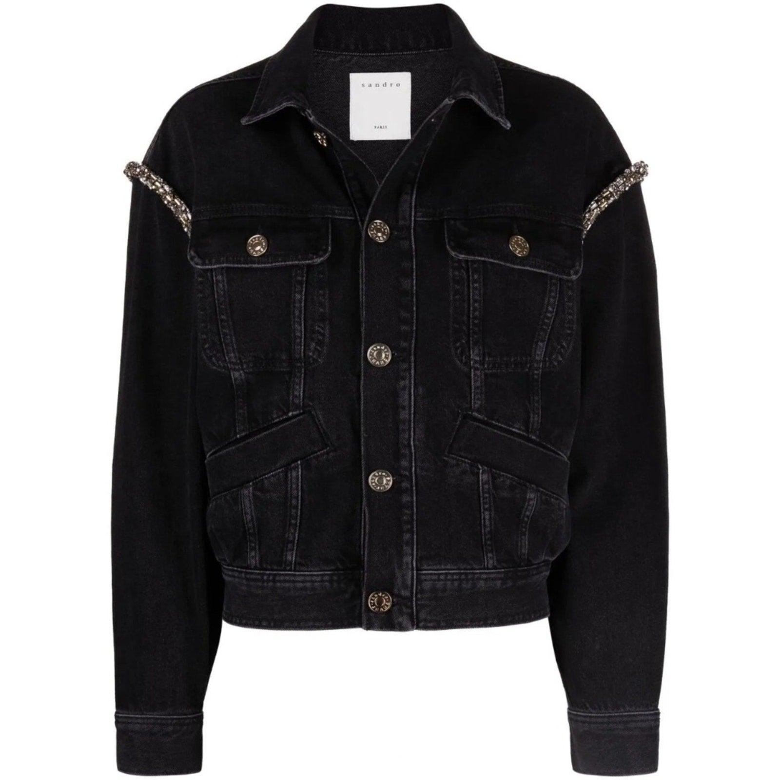 Sandro Paloma Embellished Denim Jacket - size 40 (Large)- NWT