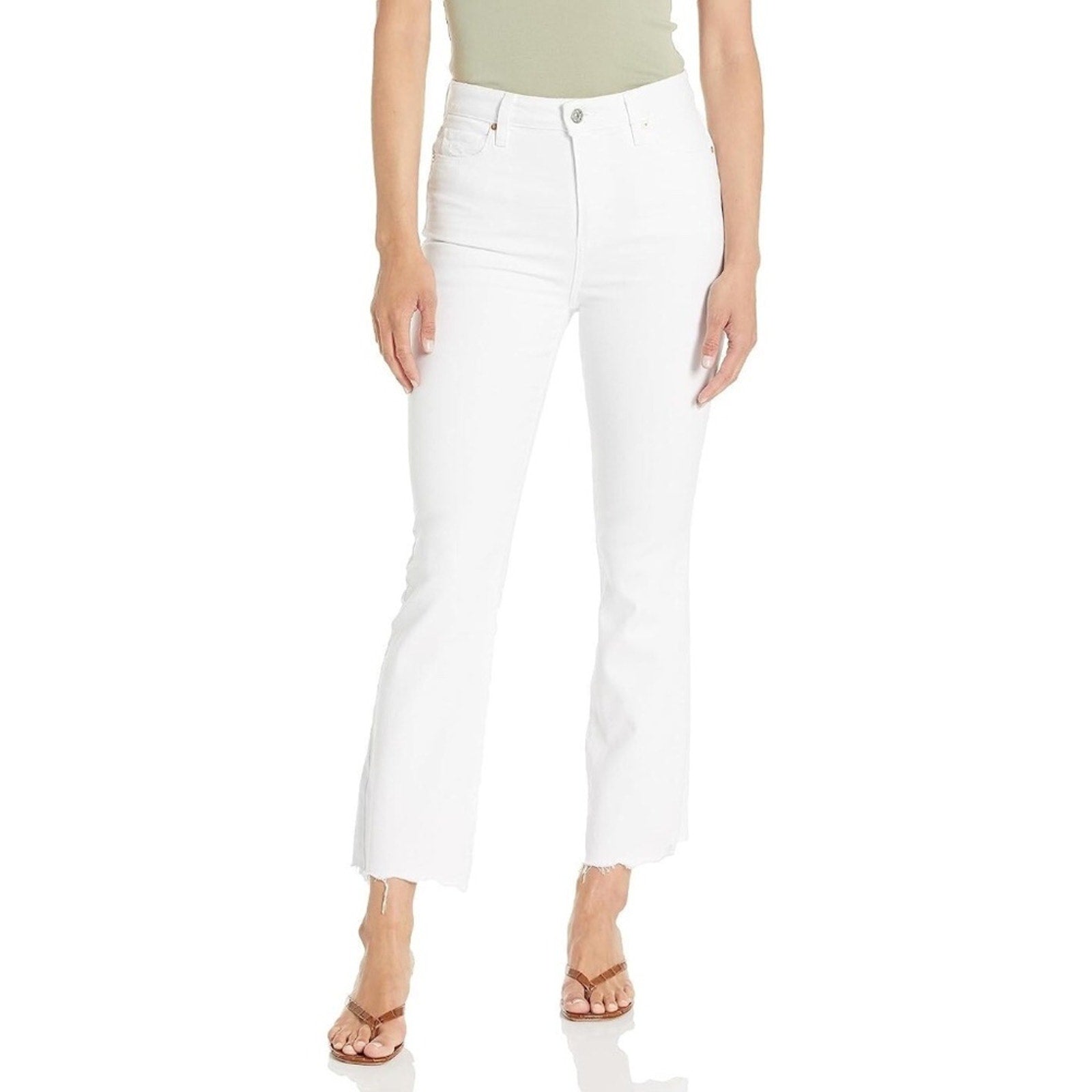 NWT Paige Claudine High Rise Ankle Flare Jean Crisp White Size 31