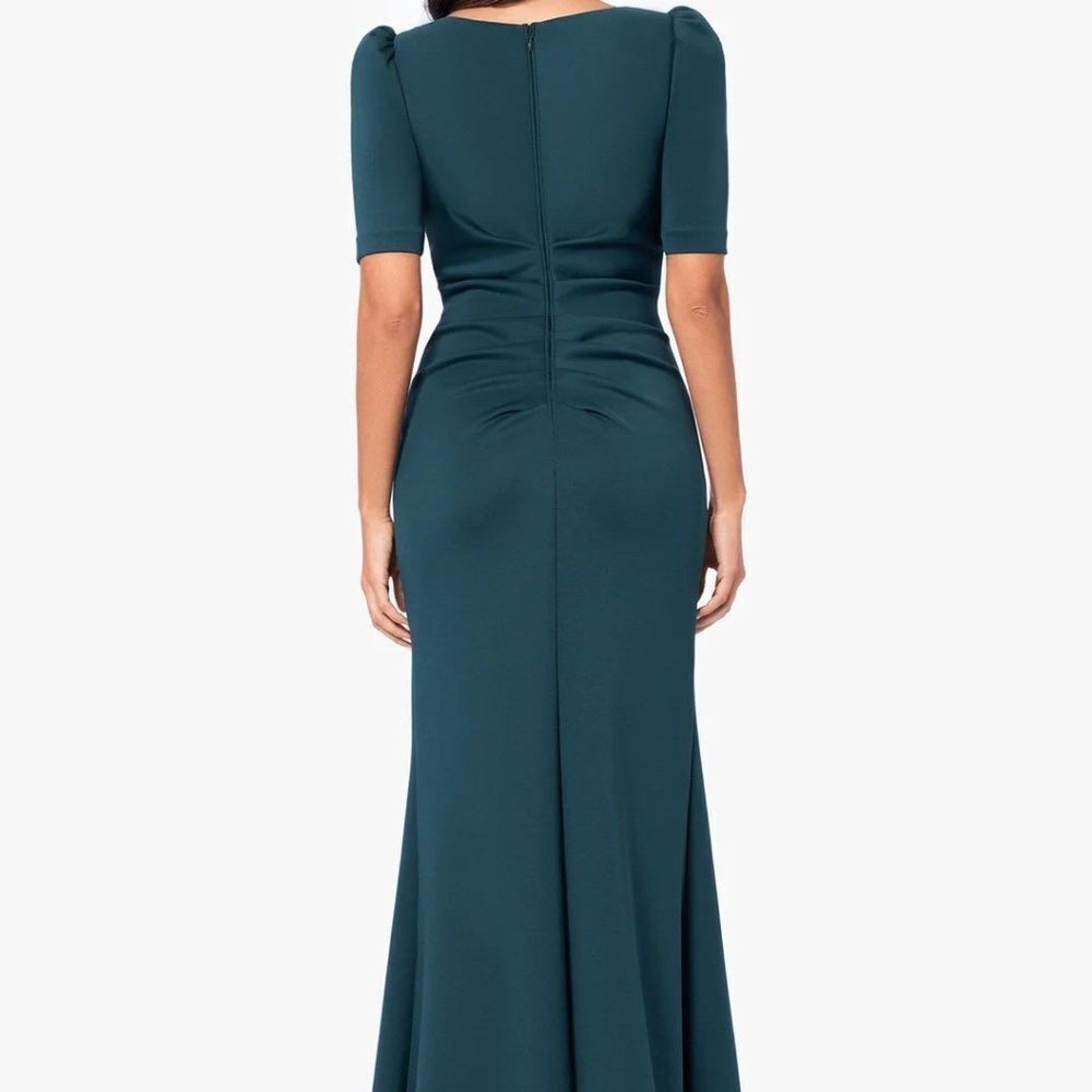 NWT Xscape "DEMI" 3/4 SLEEVE SIDE RUCHED FLOOR LENGTH GOWN - size 10