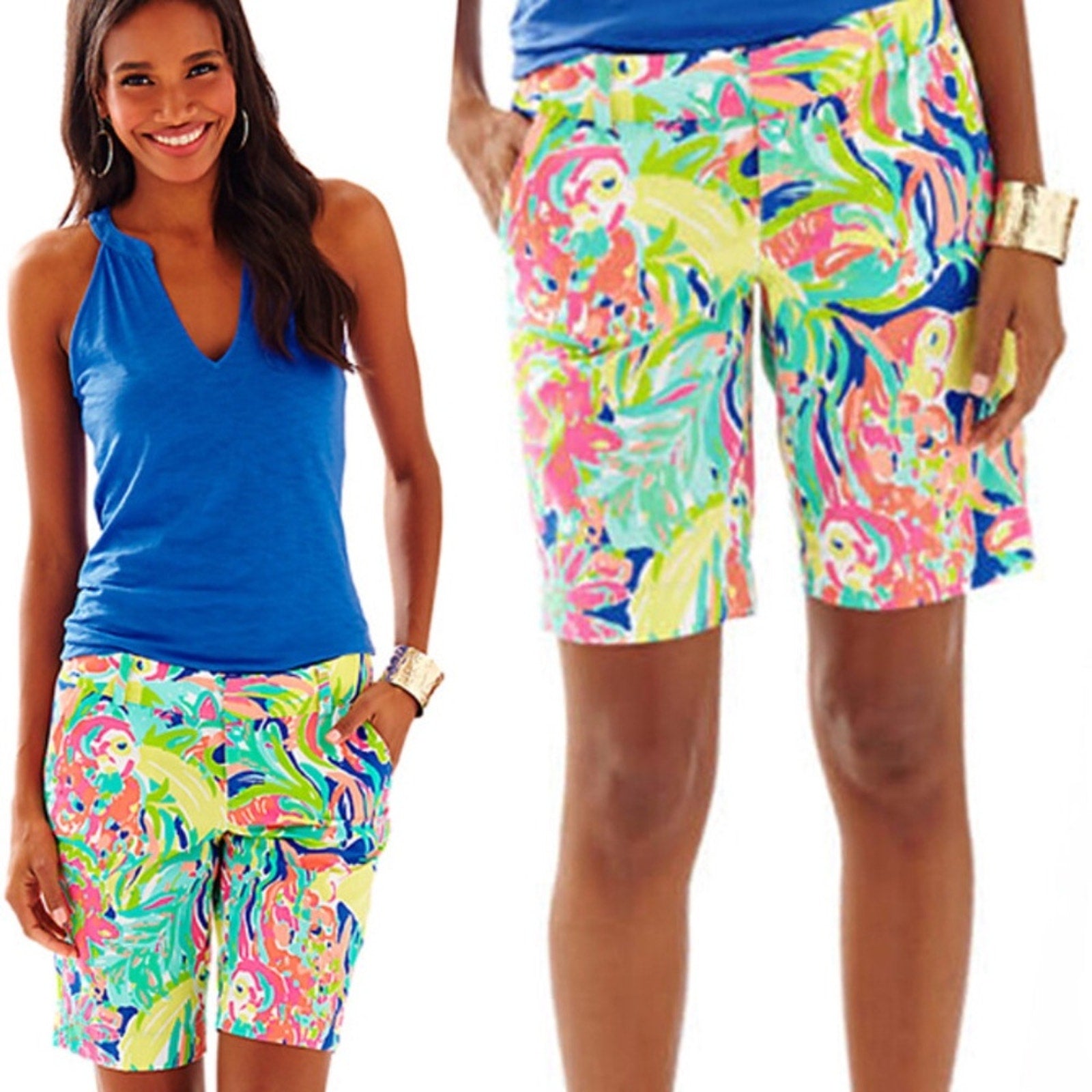 Lilly Pulitzer Chipper Casa Banana Print Bermuda Shorts - size 4