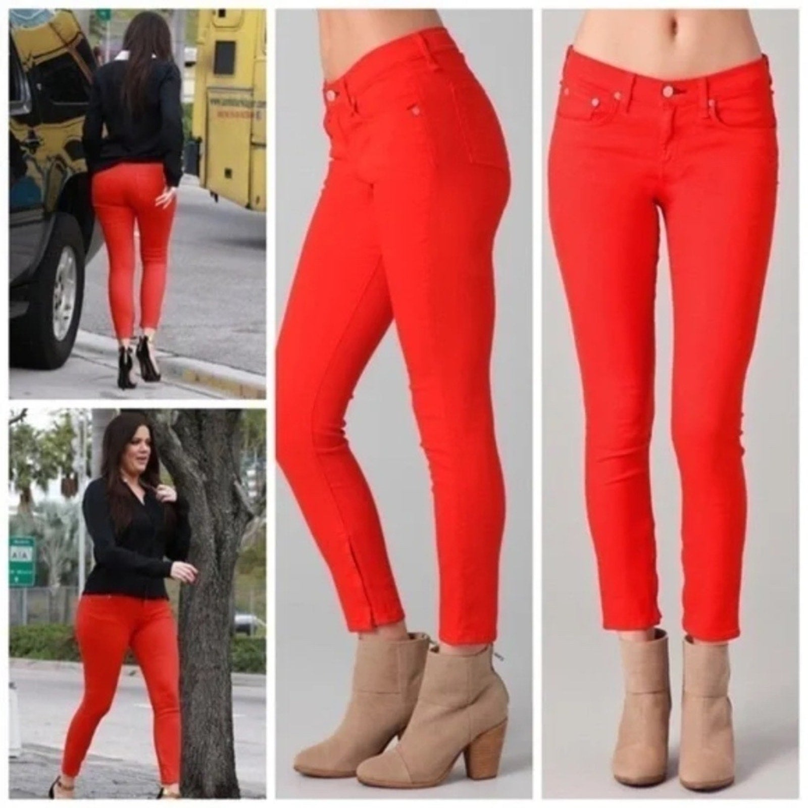 rag & Bone The Zipper Capri Jeans In Bright Orange - size 26