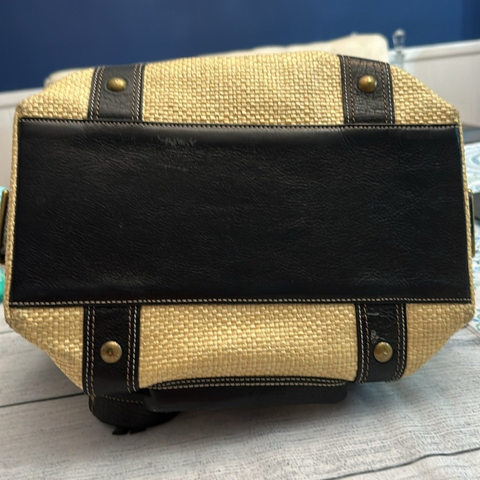 Coach vintage raffia large bag