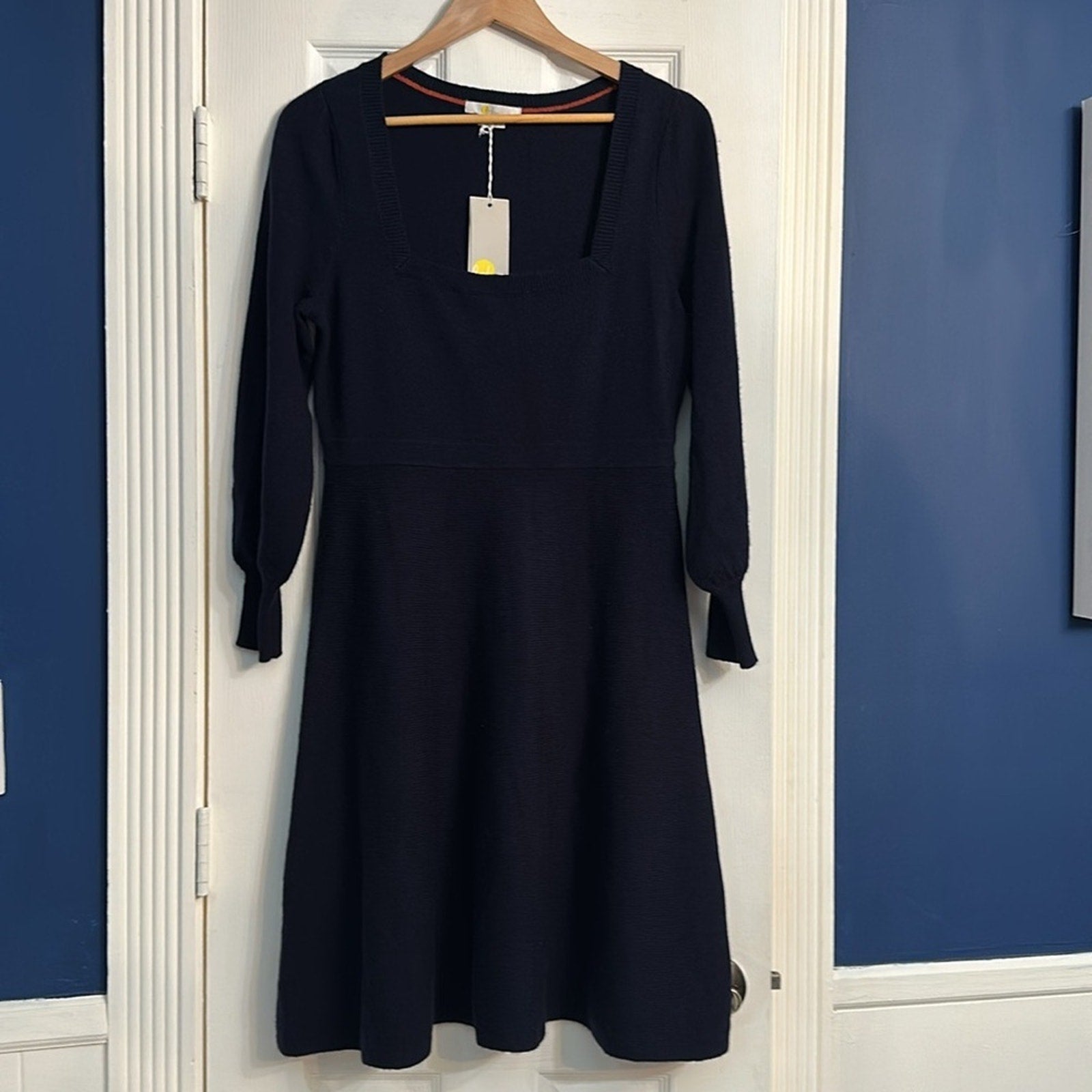 NWT Boden Square Neck Knitted Dress in NAVY - size 10P $160