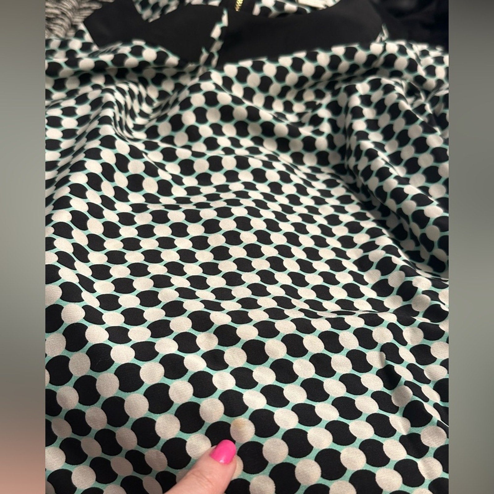 Kate Spade Kassia Silk 3/4 Sleeve Exposed Back Zipper Geo Shift Dress - size M