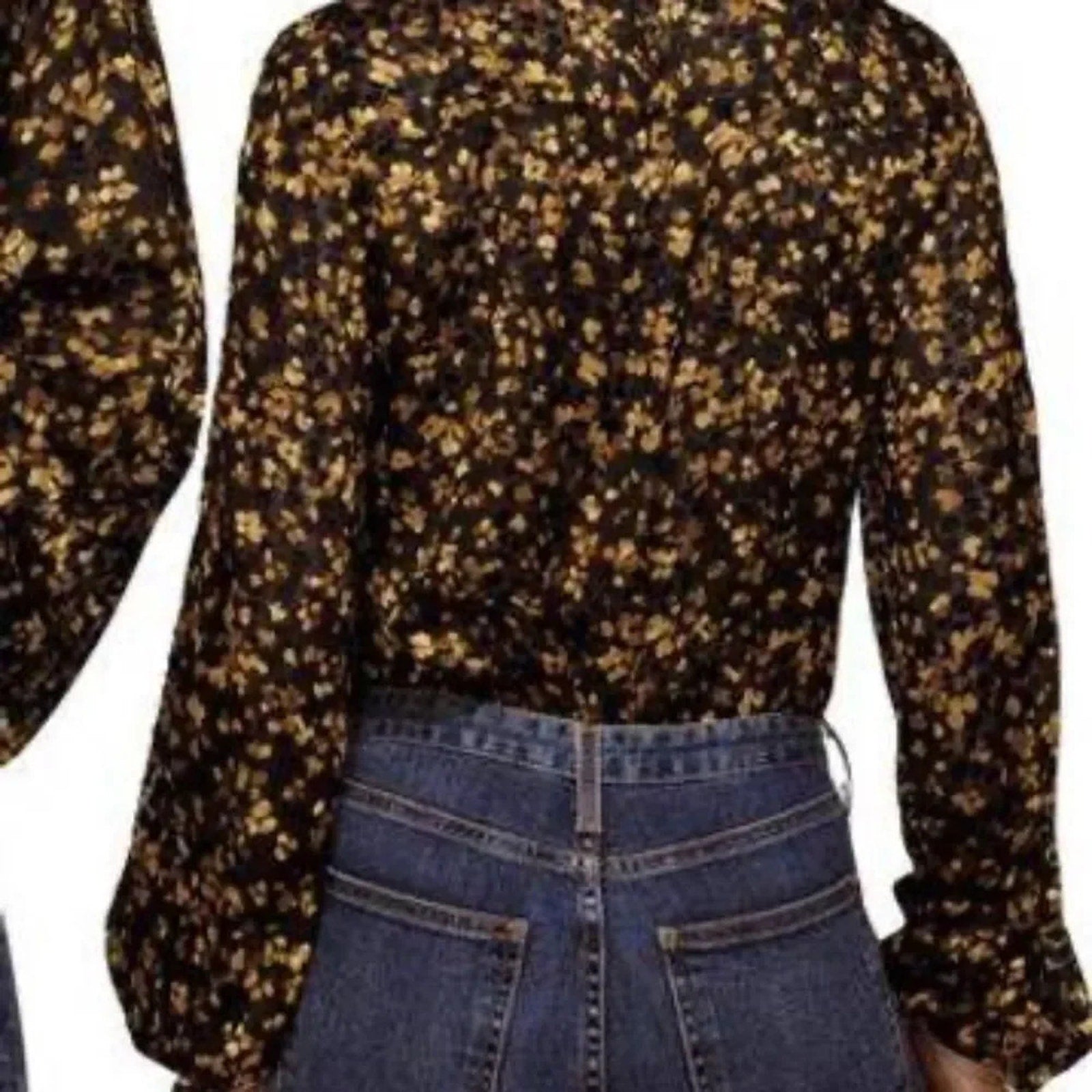NEW Ramy Brook Billie Top Secretary Bow Sheer Textured Size XS