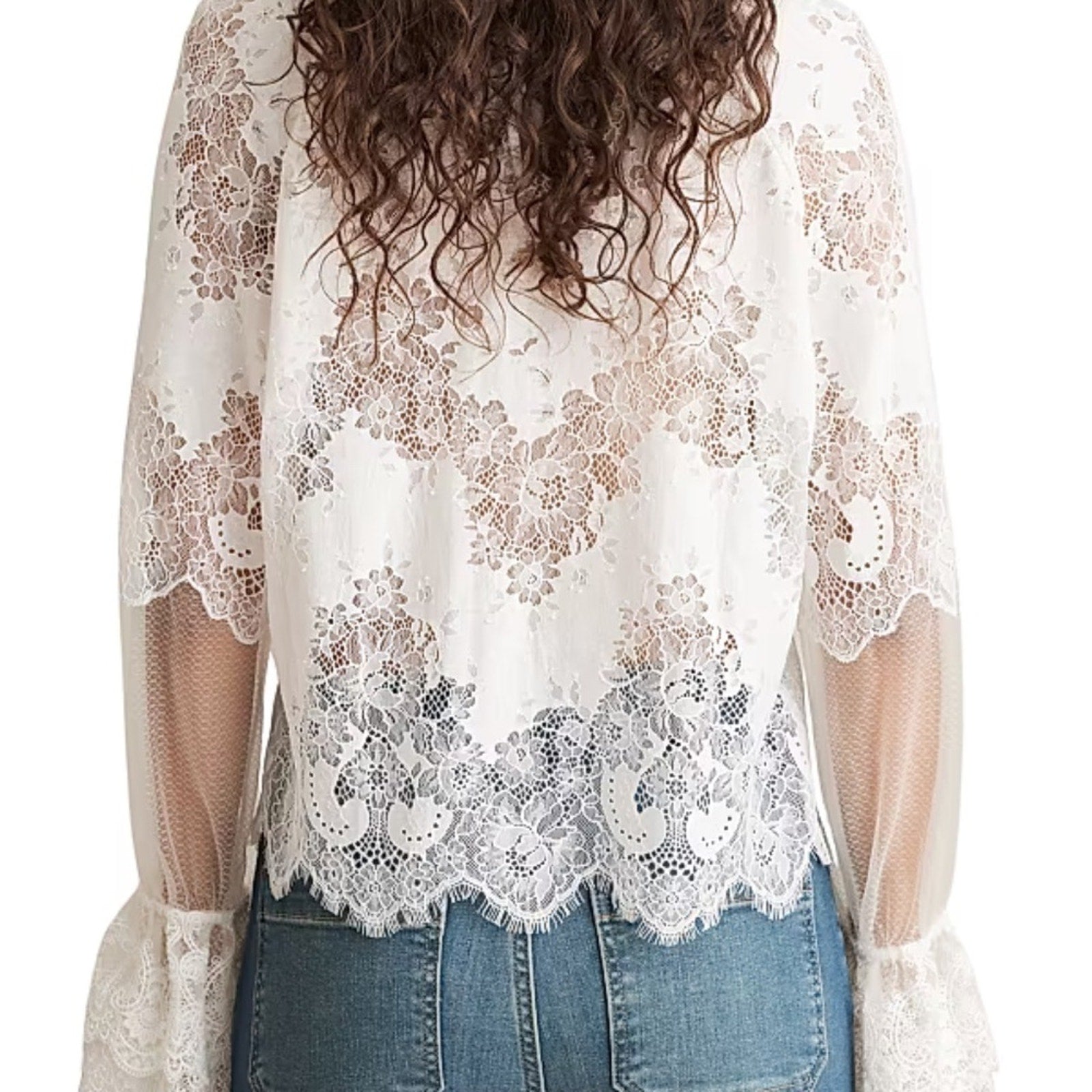 NWT Reiss Emilia Lace Blouse - Ivory - size 12