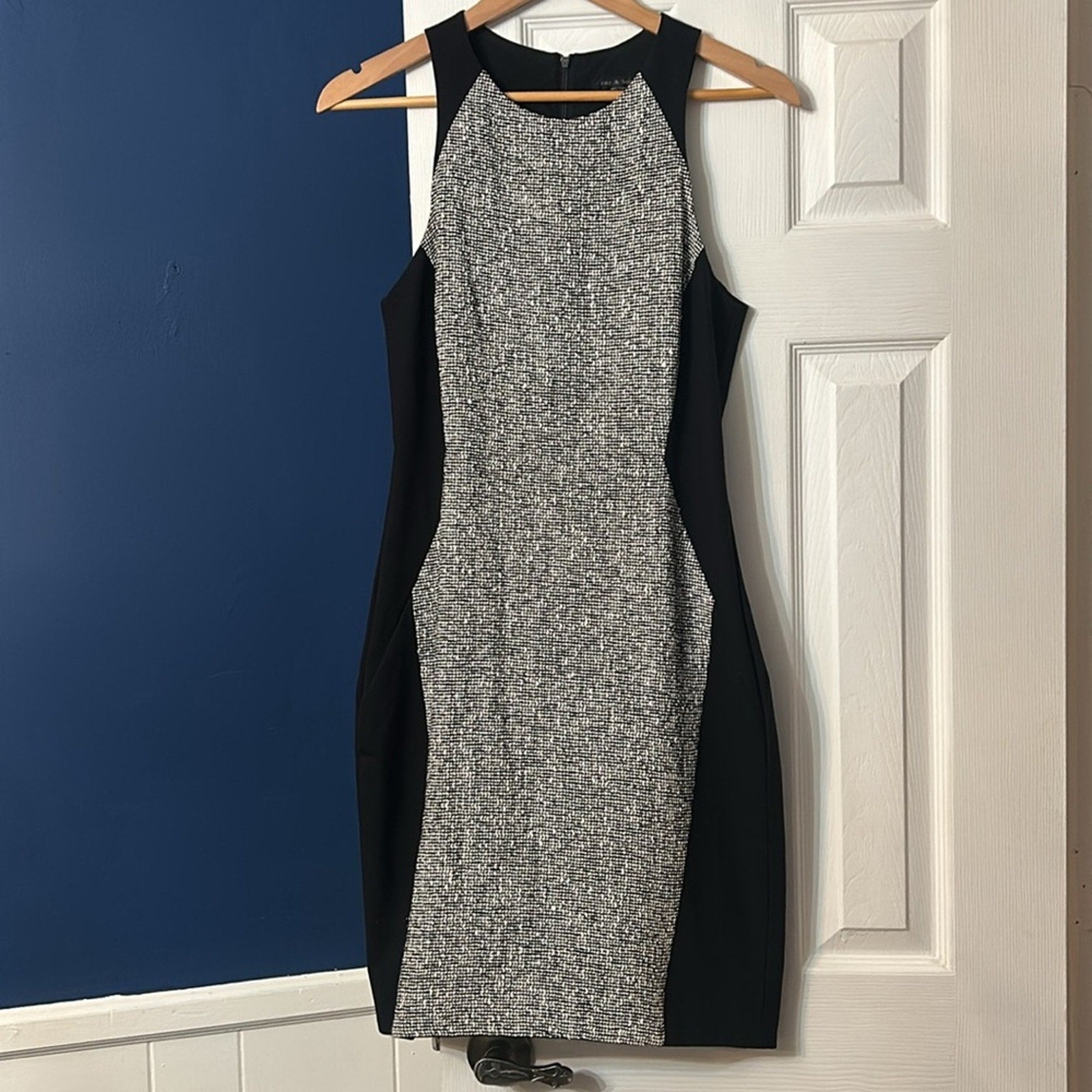 Rag & Bone Women's Clemence Paneled Tweed and Wool Dress in Black & White - 8