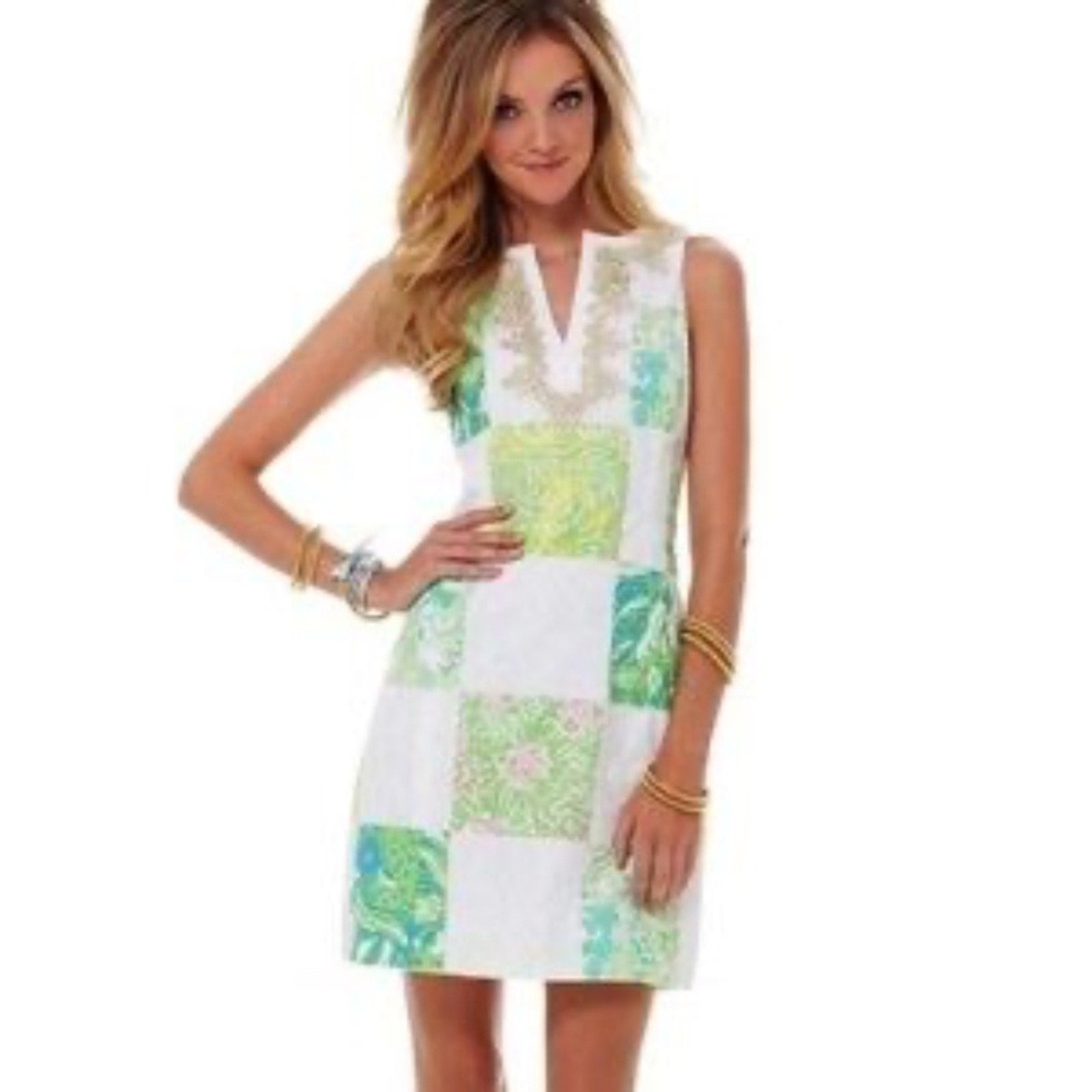 Lilly Pulitzer Patchwork Cottagecore Janice Shift Dress White - size 2
