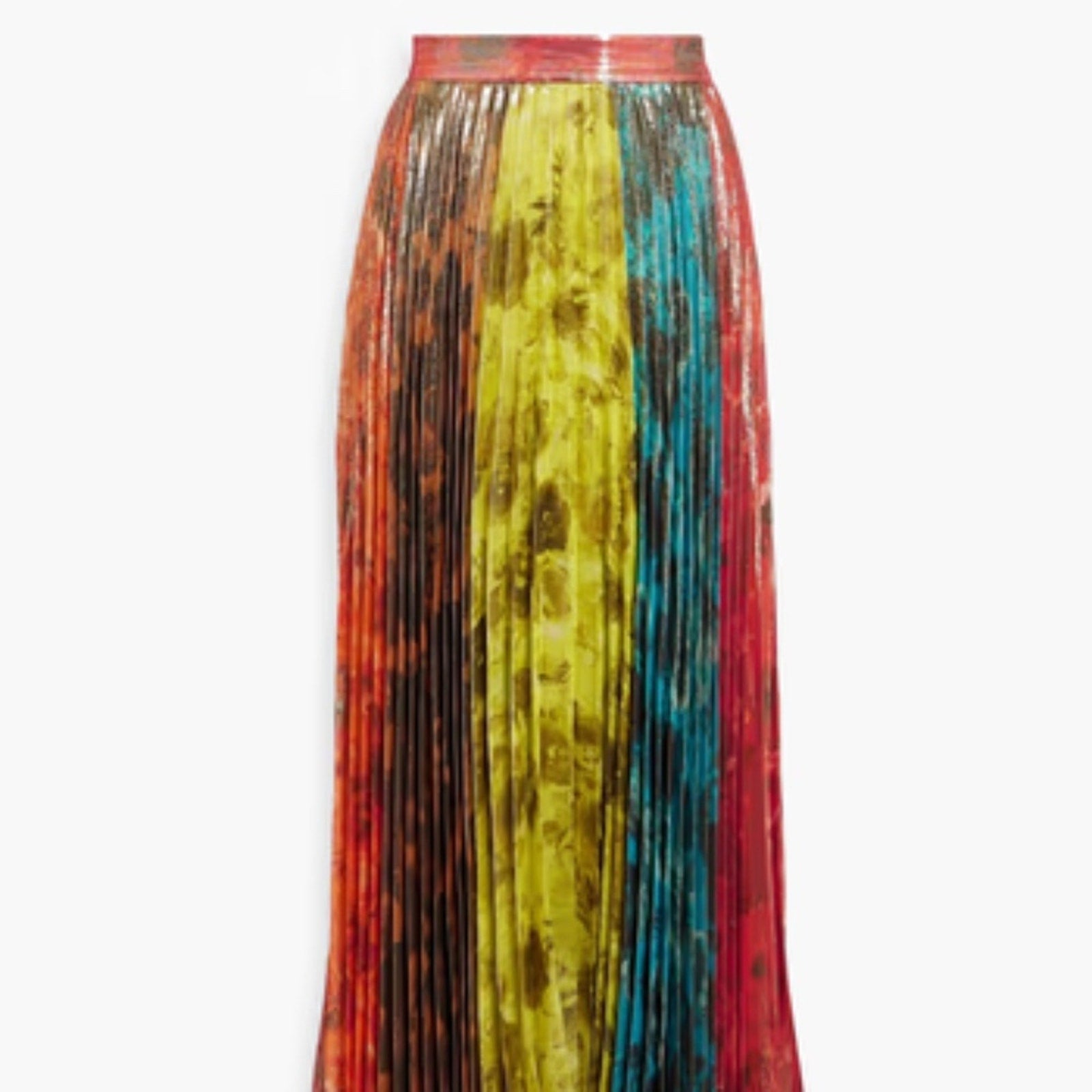 NEW ALICE + OLIVIA Katz pleated metallic floral-print chiffon maxi skirt -size 2