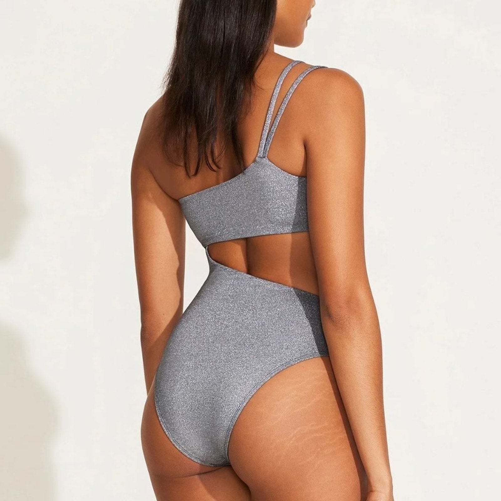 NEW Vitamin A Cosmo One Shoulder One Piece - Twilight Metallic - size Large