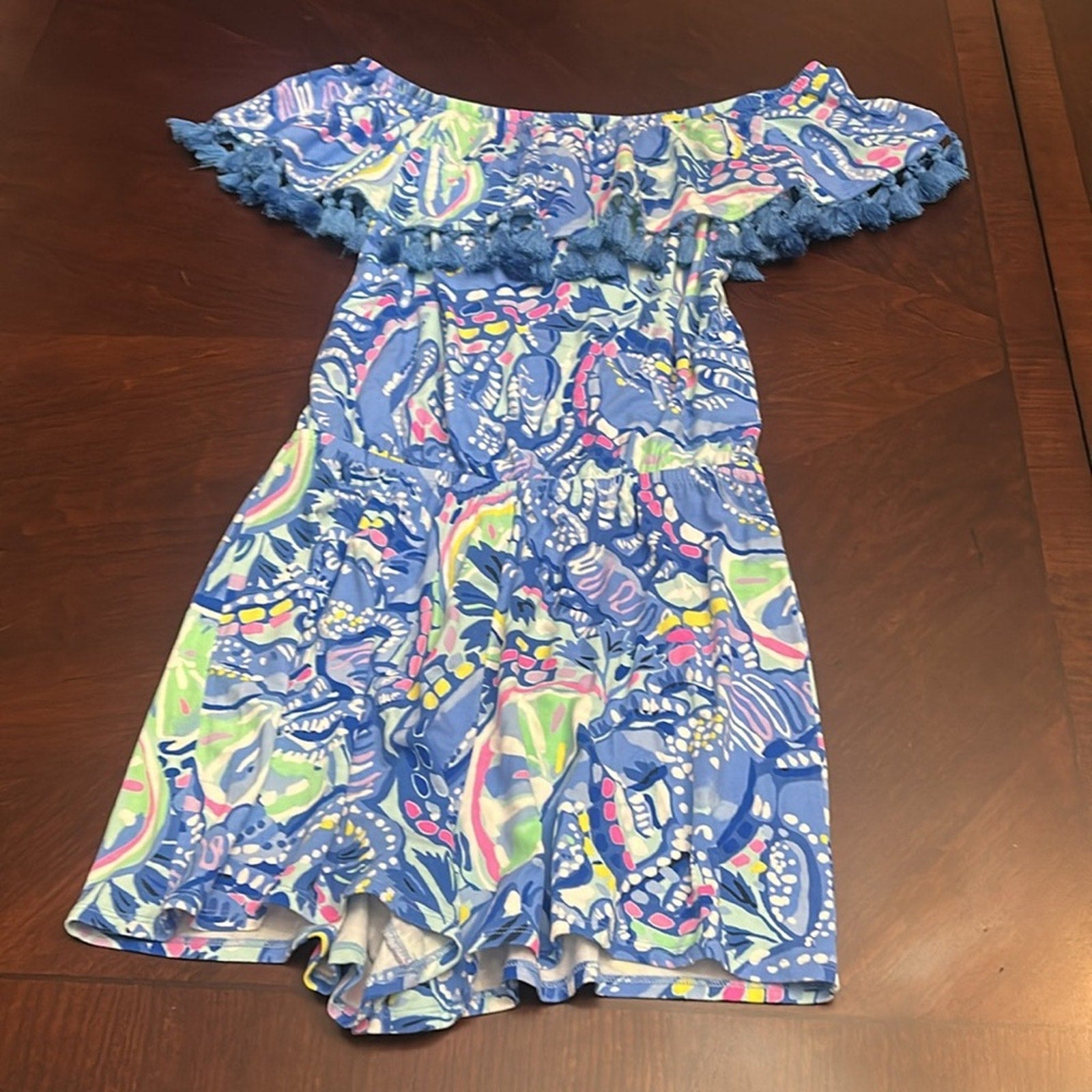 Lilly Pulitzer La Fortuna Romper In Blue Peri Pinch Pinch - size XS