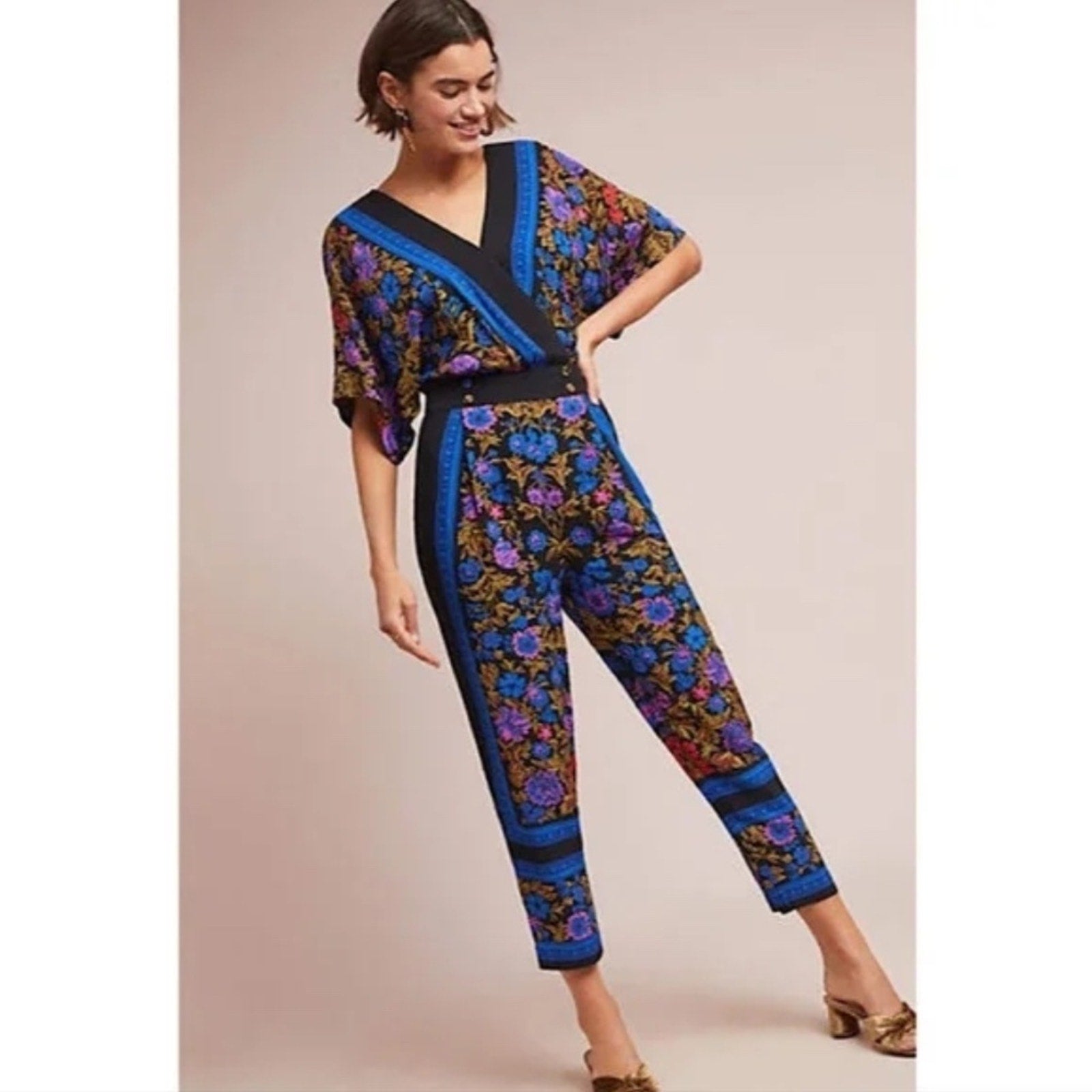 NWT Anthropologie Scarf-Printed Jumpsuit - size 0