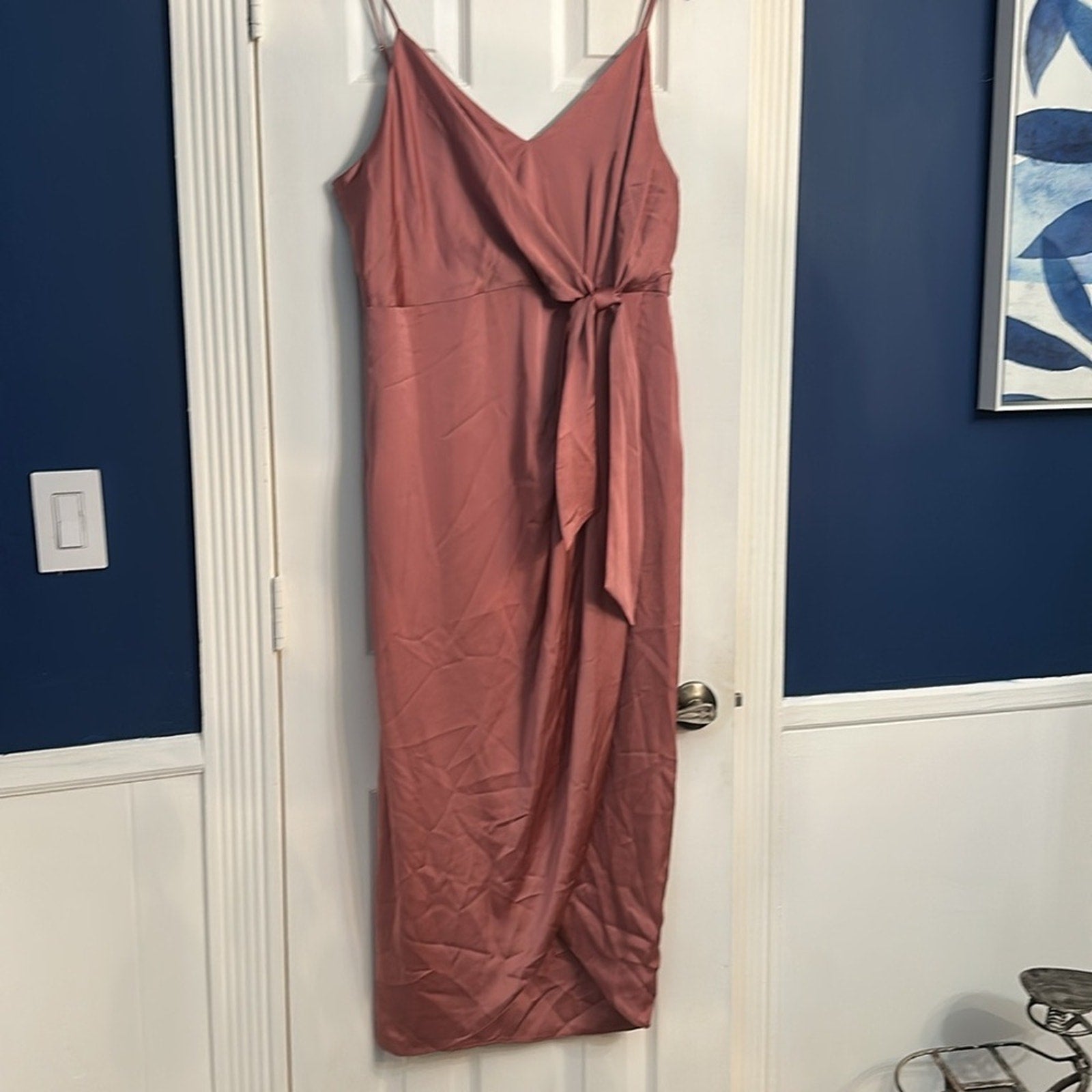 NWT Shona Joy Luxe Tie Front Cocktail Dress in Rose - size 14