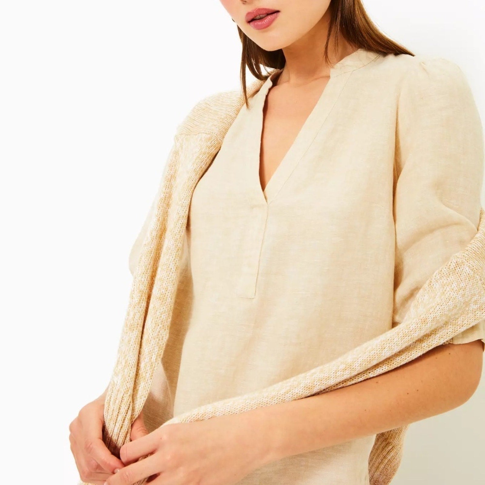 NEW Lilly Pulitzer Mialeigh Linen Top in sandbar - size 4