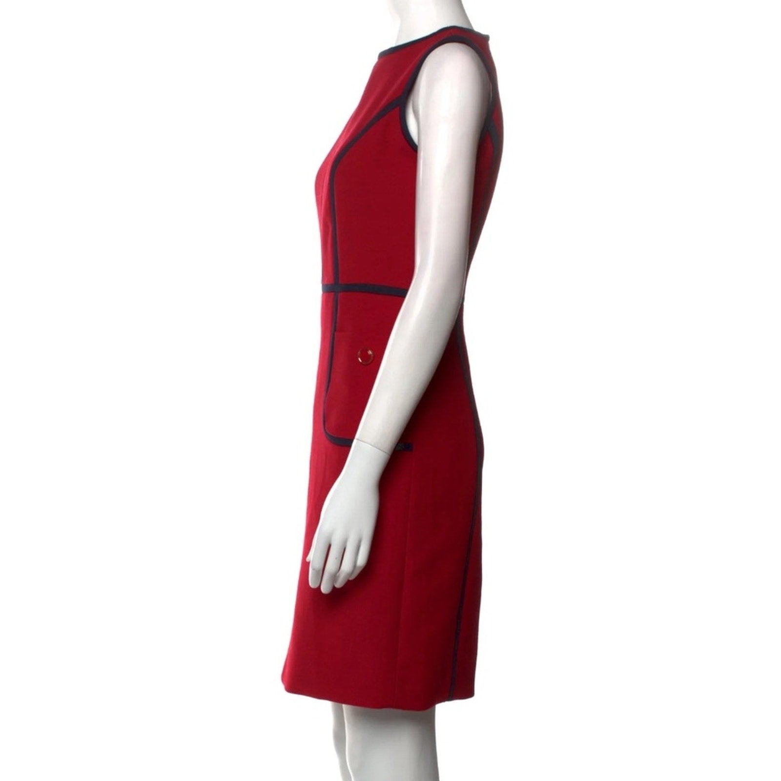 Tory Burch Azalea Contrast Piping wool blend Dress in Red and Navy - size 0
