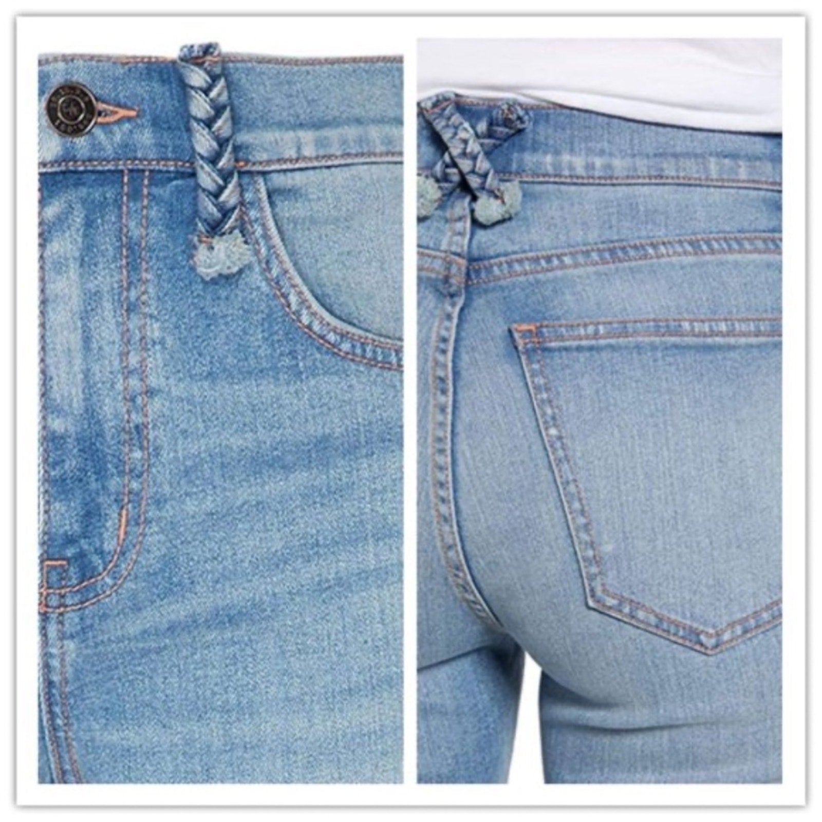 NWT Current Elliott BRAIDED CABALLO HIGH WAIST STILETTO JEANS - size 28