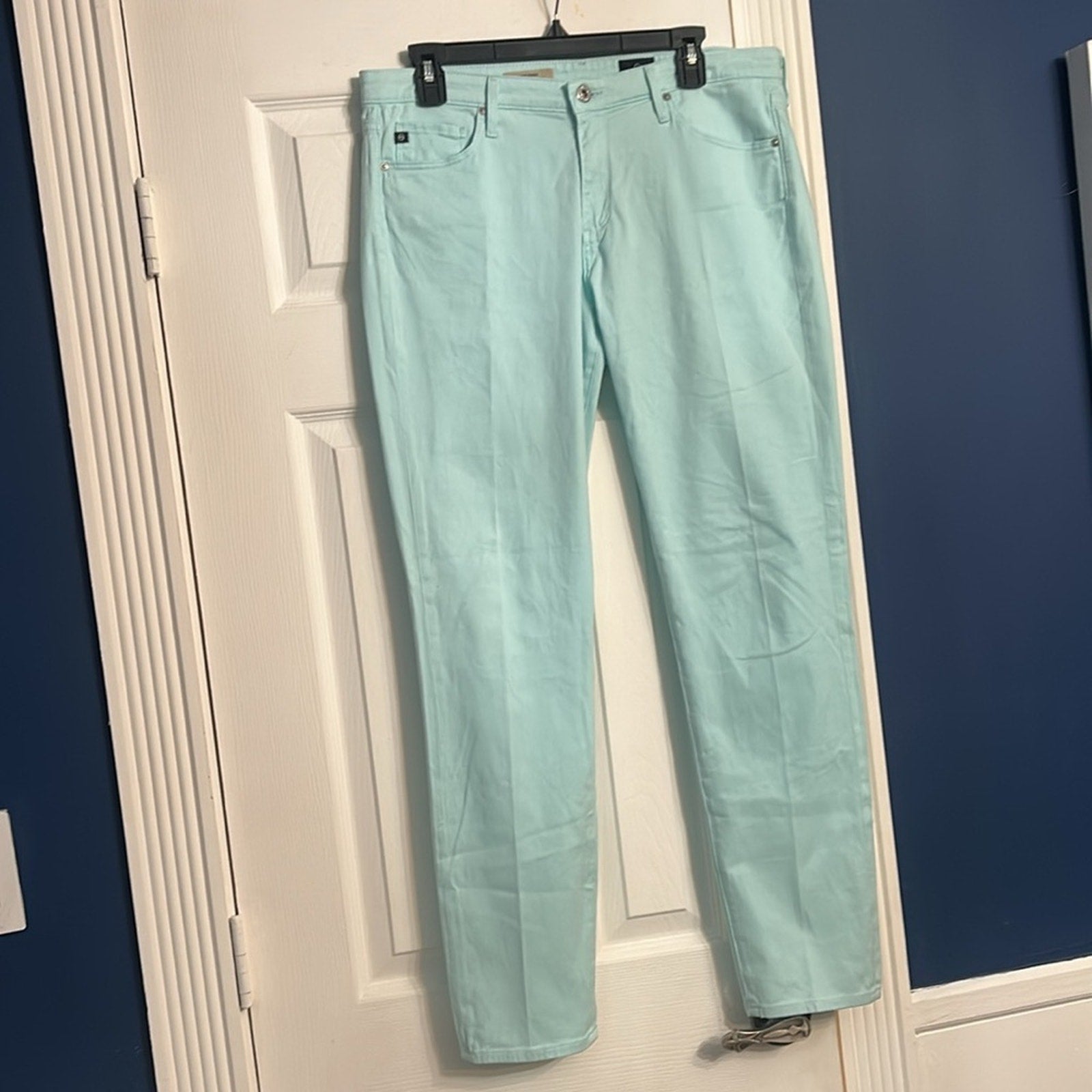 AG - Adriano Goldschmied Prima Mid Rise Cigarette Jeans in aqua blue - size 32