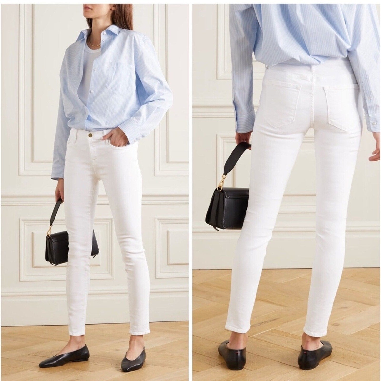 Frame Denim Le Skinny De Jeanne Crop Ankle Jeans In Blanc - size 29