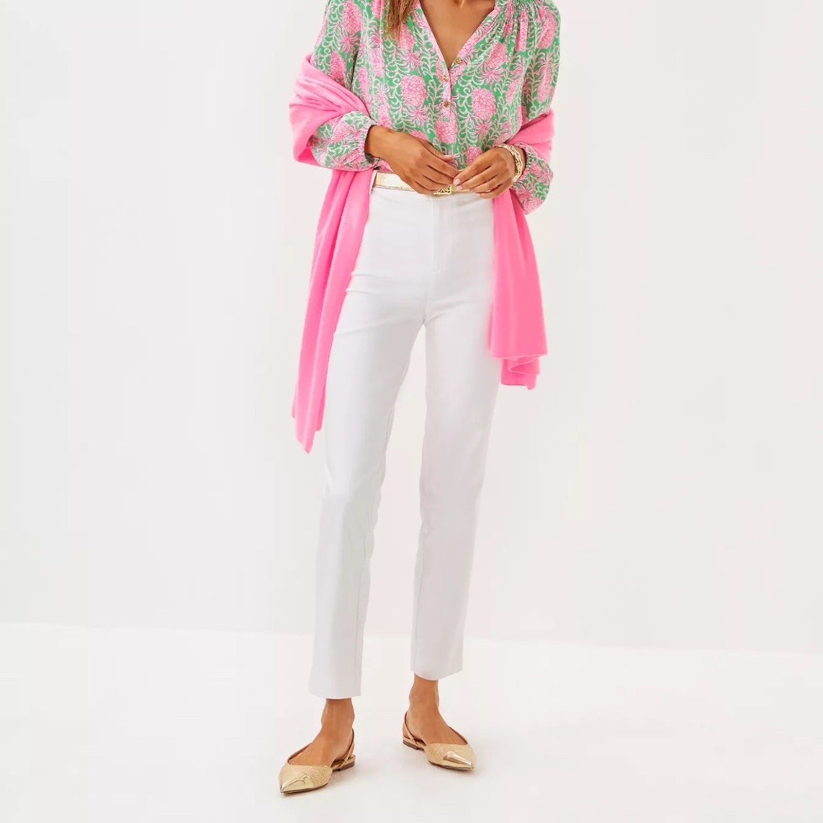 NEW Lilly Pulitzer Ana High-Rise Women Pant - Resort White - size 12