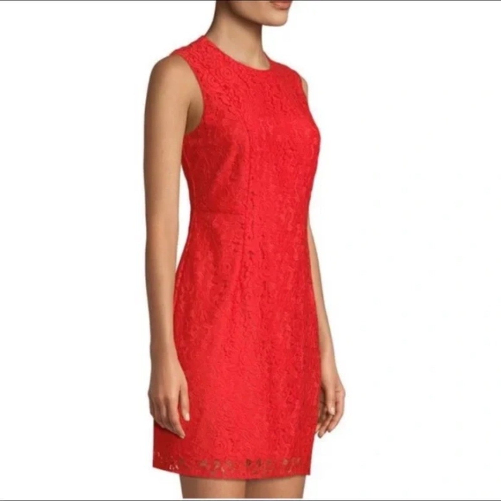 open lace back dress Diane Von Furstenberg Chain Geo Multi Sm Red – CLAUDETTE main image 1
