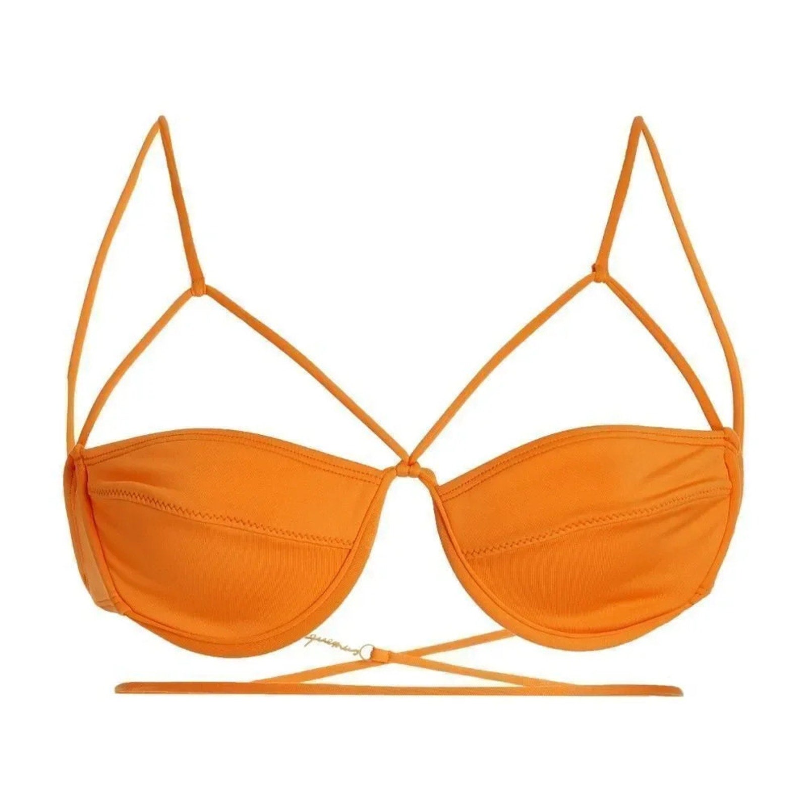 NEW Jacquemus Orange Le Raphia 'Le Haut De Maillot Signature' Bikini Top - large