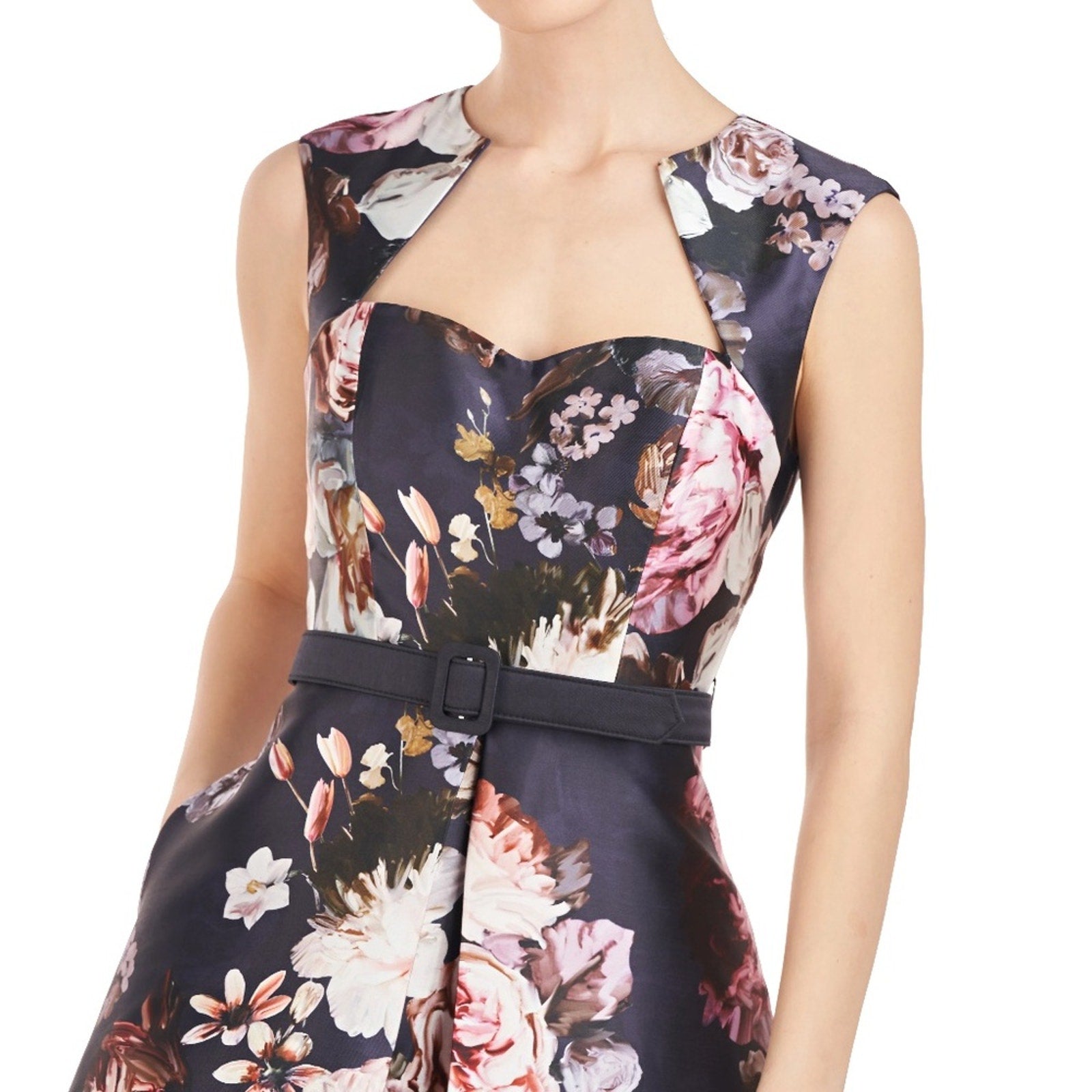 NWT Kay Unger Arielle Floral Print Midi Cocktail Dress Size 12 $288