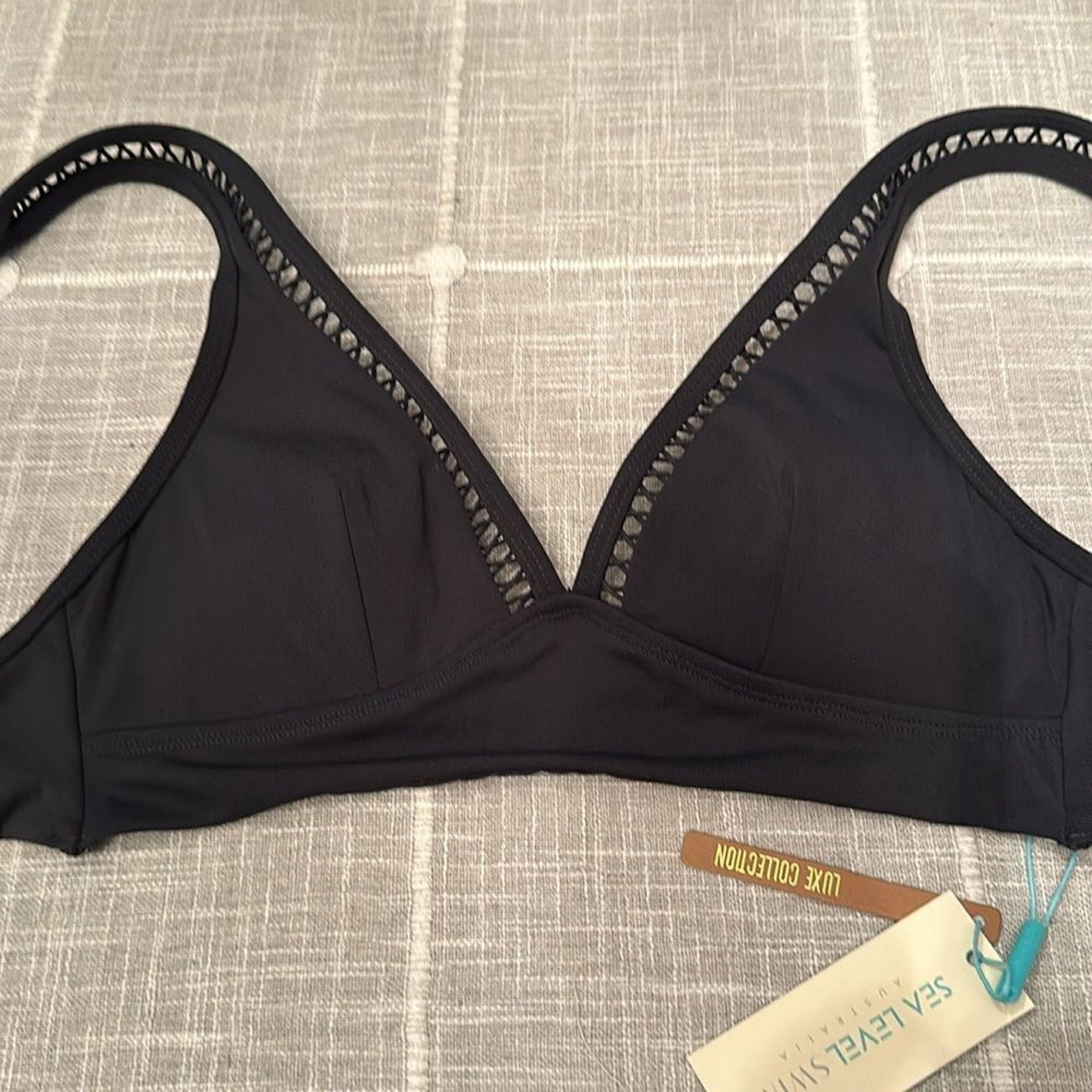 NWT Sea Level Lola Shimmer Triangle Bikini Top - Charcoal - 4