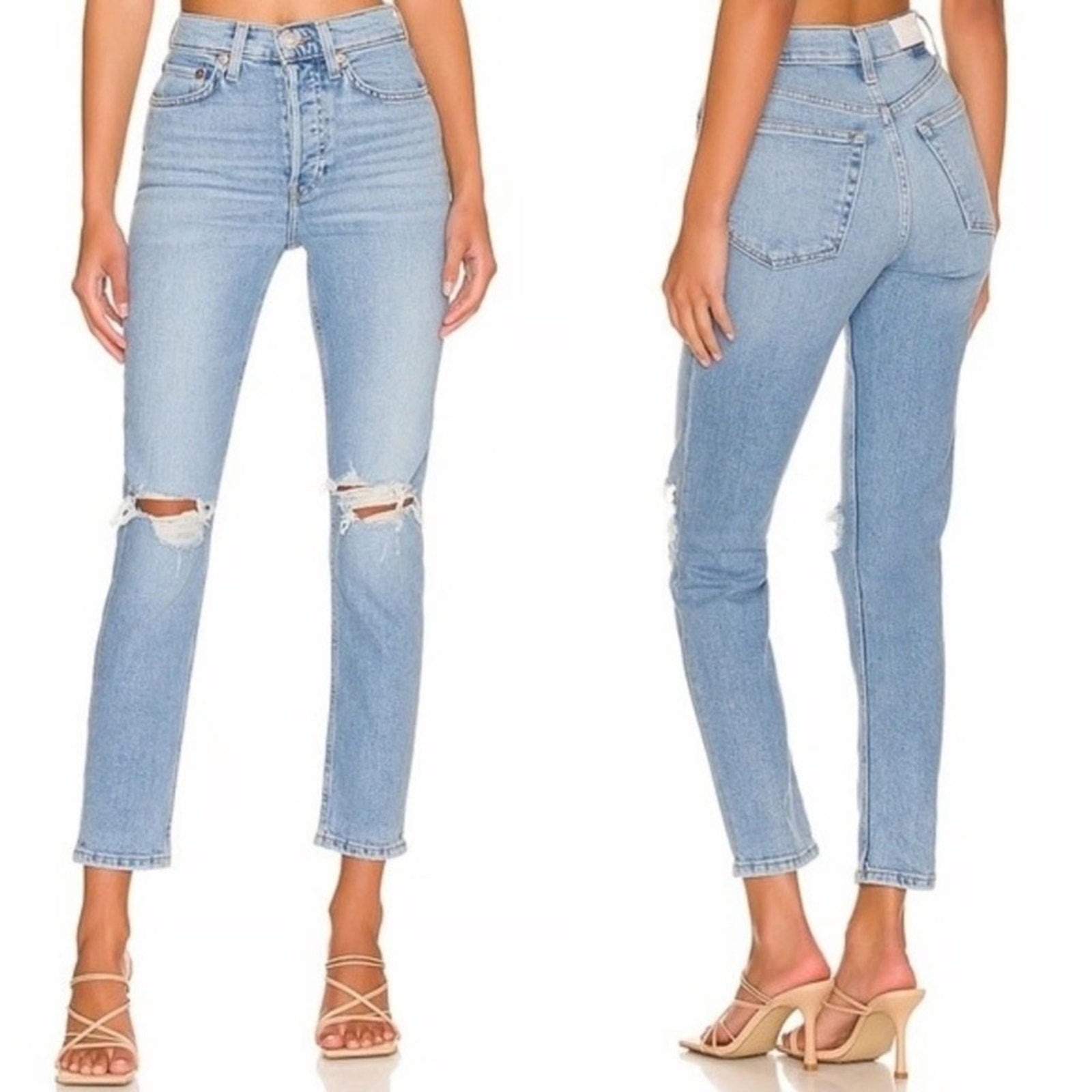 NWT RE/DONE 90's High Rise Ankle Crop in Blue Light - size 28