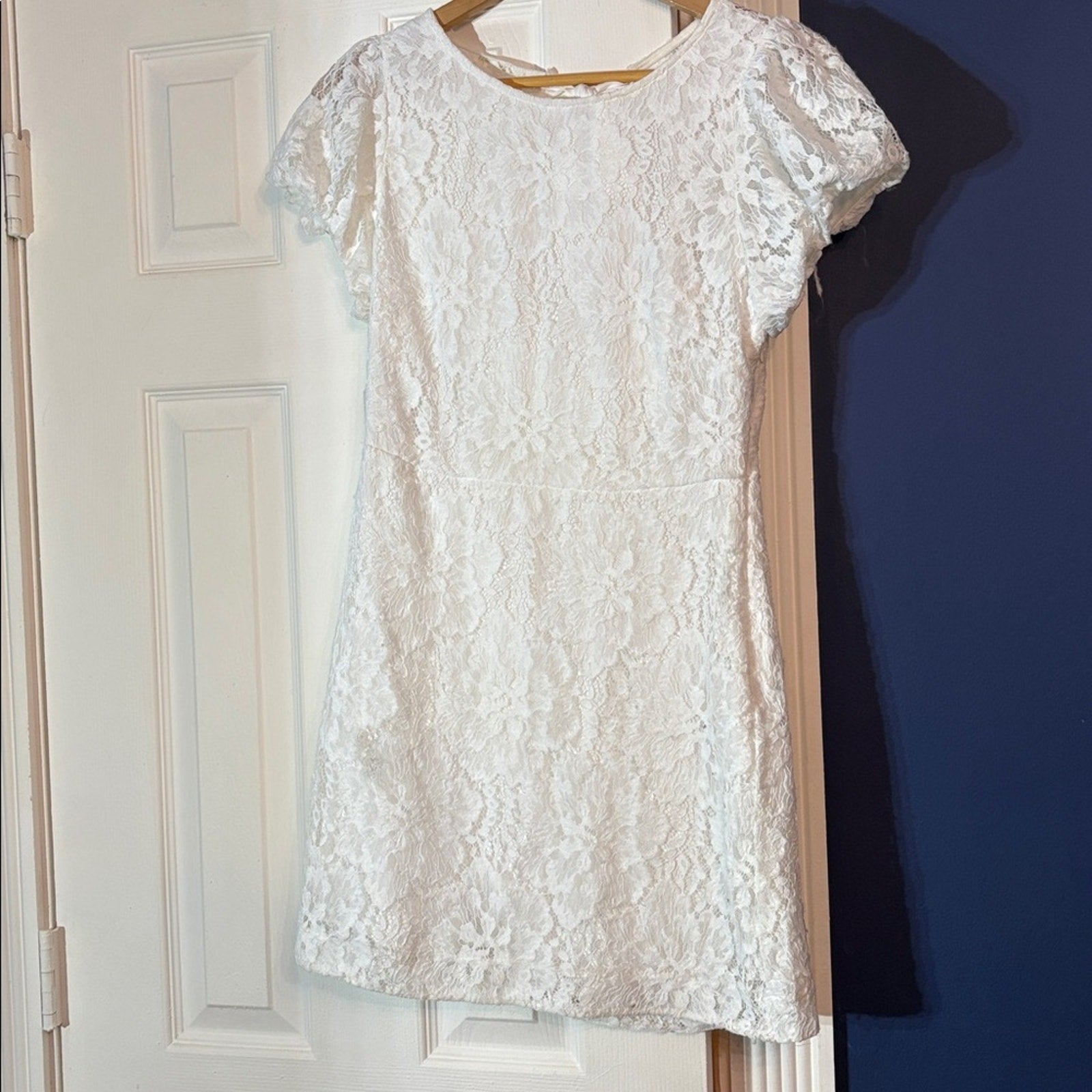 NWT Free People Hailee Lace Mini Dress in White - size M