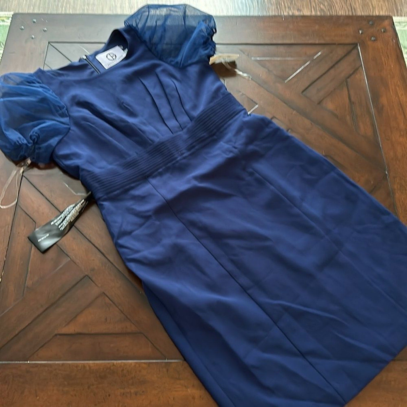 NWT JS COLLECTIONS Harley Puff Sleeve Dress In Navy - size 12