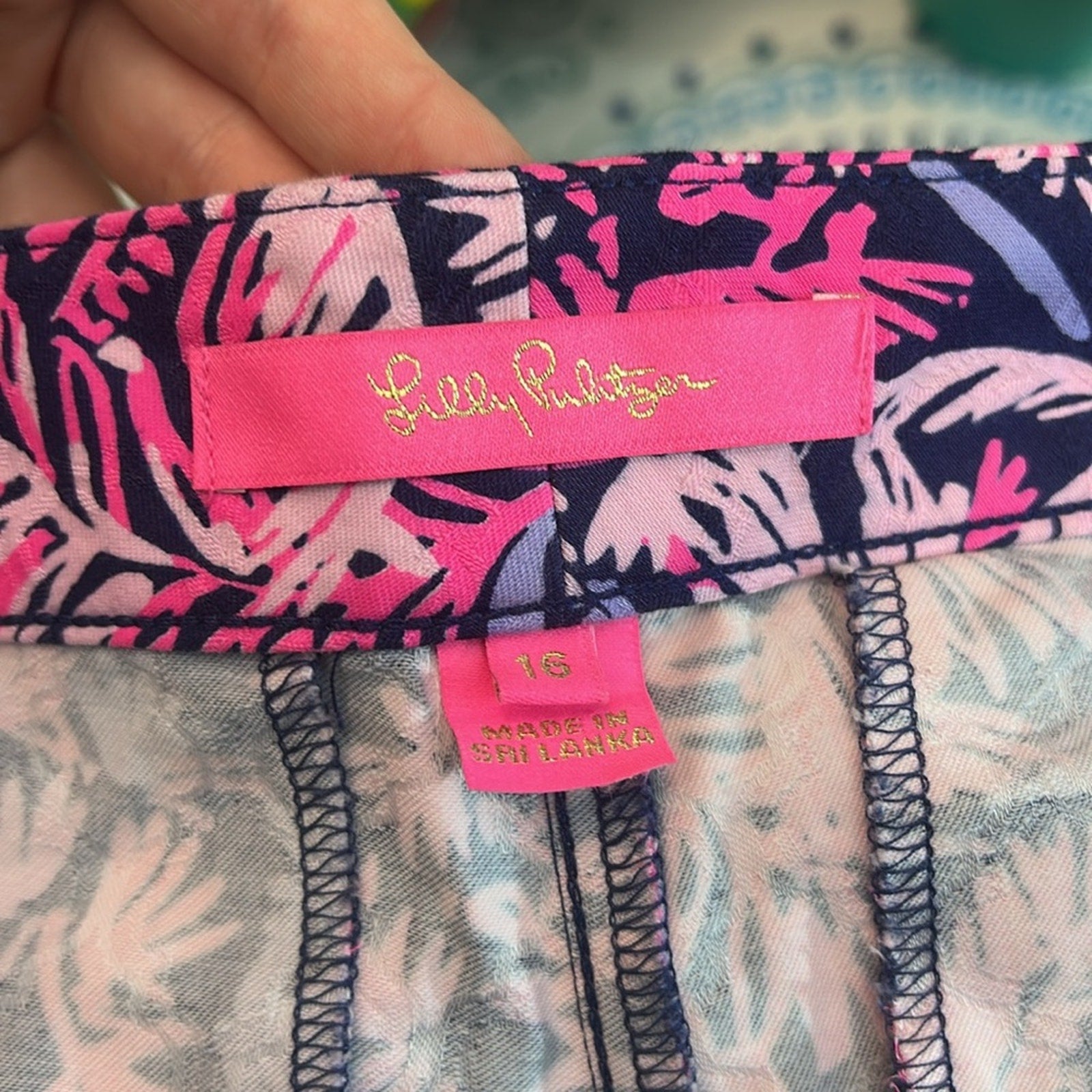 NEW Lilly Pulitzer Kelly Skinny Ankle Pants Bright Navy Swing of Things -size 16