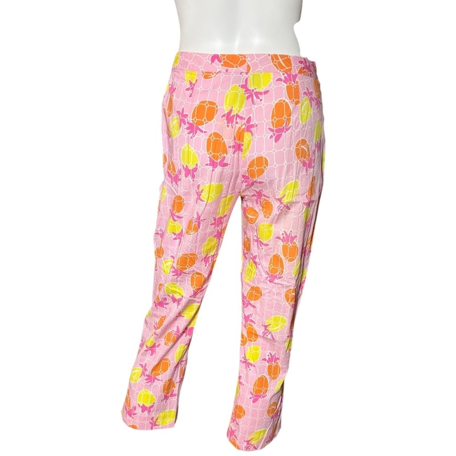 Vintage LILLY PULITZER  cotton pineapple pink orange yellow pants - size 2