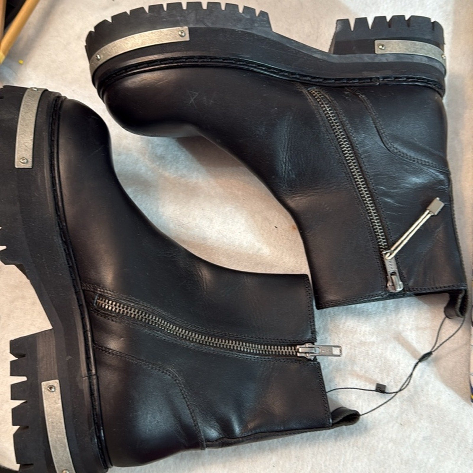 ANN DEMEULEMEESTER WOMENS METAL DETAILED PLATFORM ANKLE ZIP BOOTS - TUCSON NERO