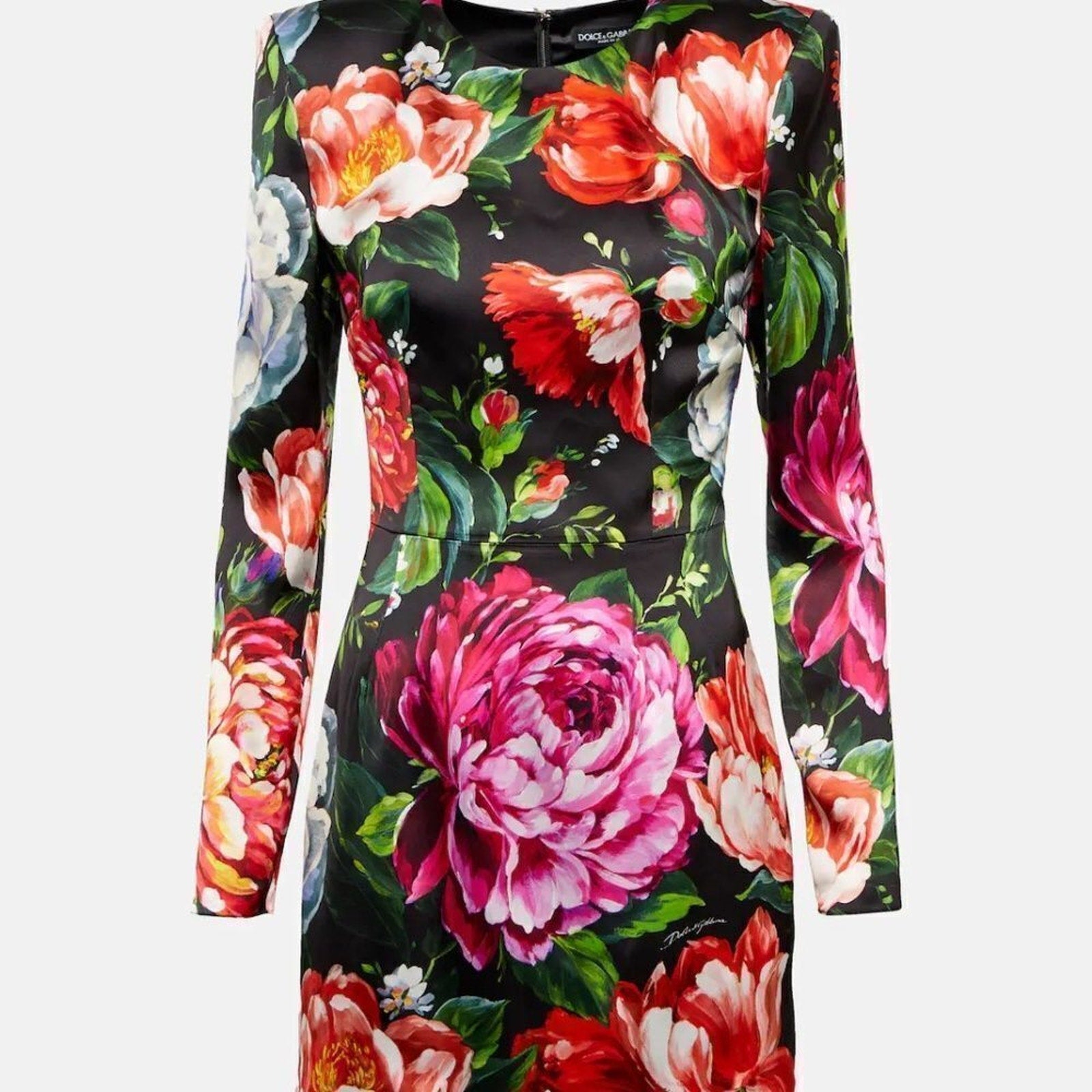 NWOT DOLCE & GABBANA Floral-print duchesse-satin mini dress - size 48