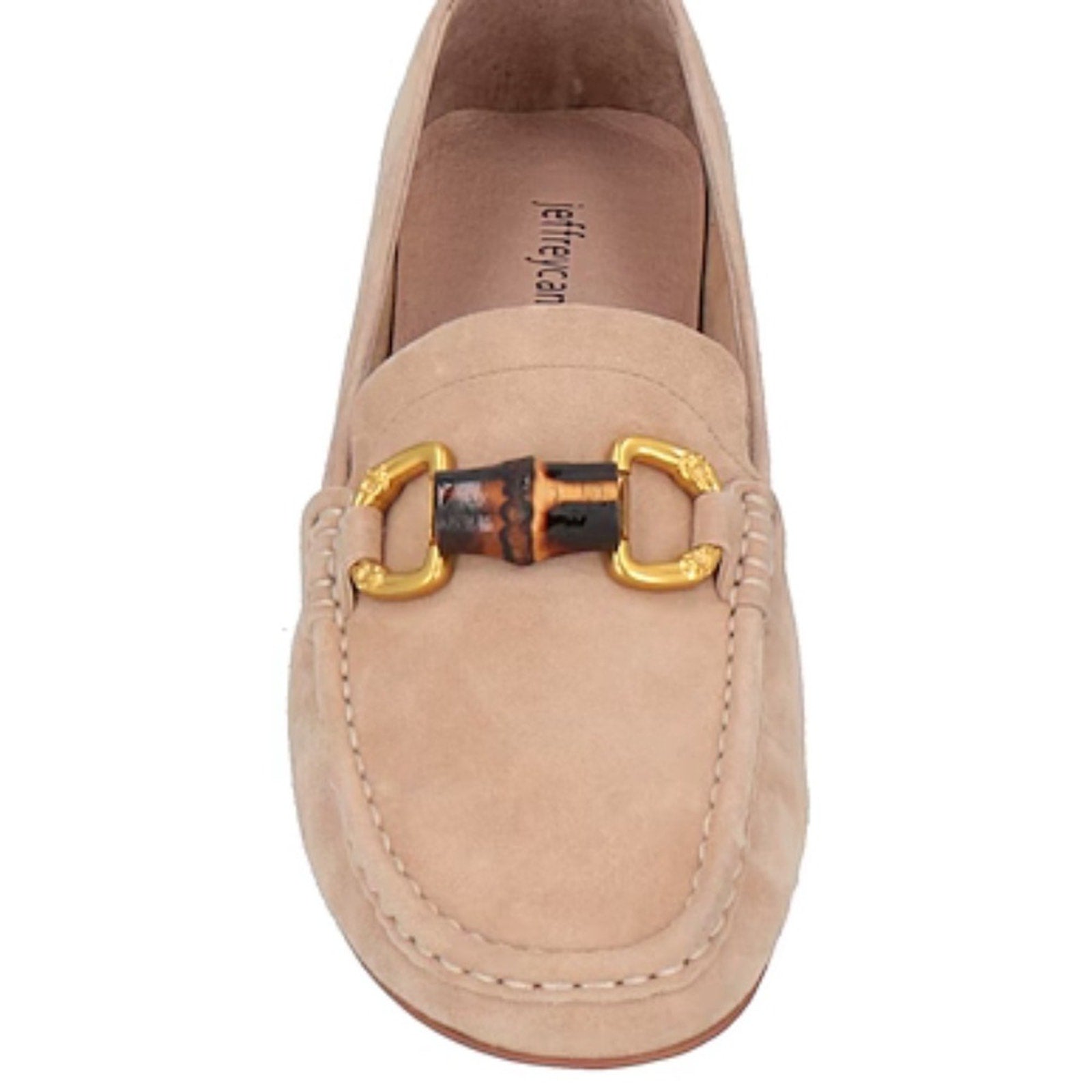 JEFFREY CAMPBELL Apprentice Moc Toe Loafers - Beige Suede Gold - size 7.5