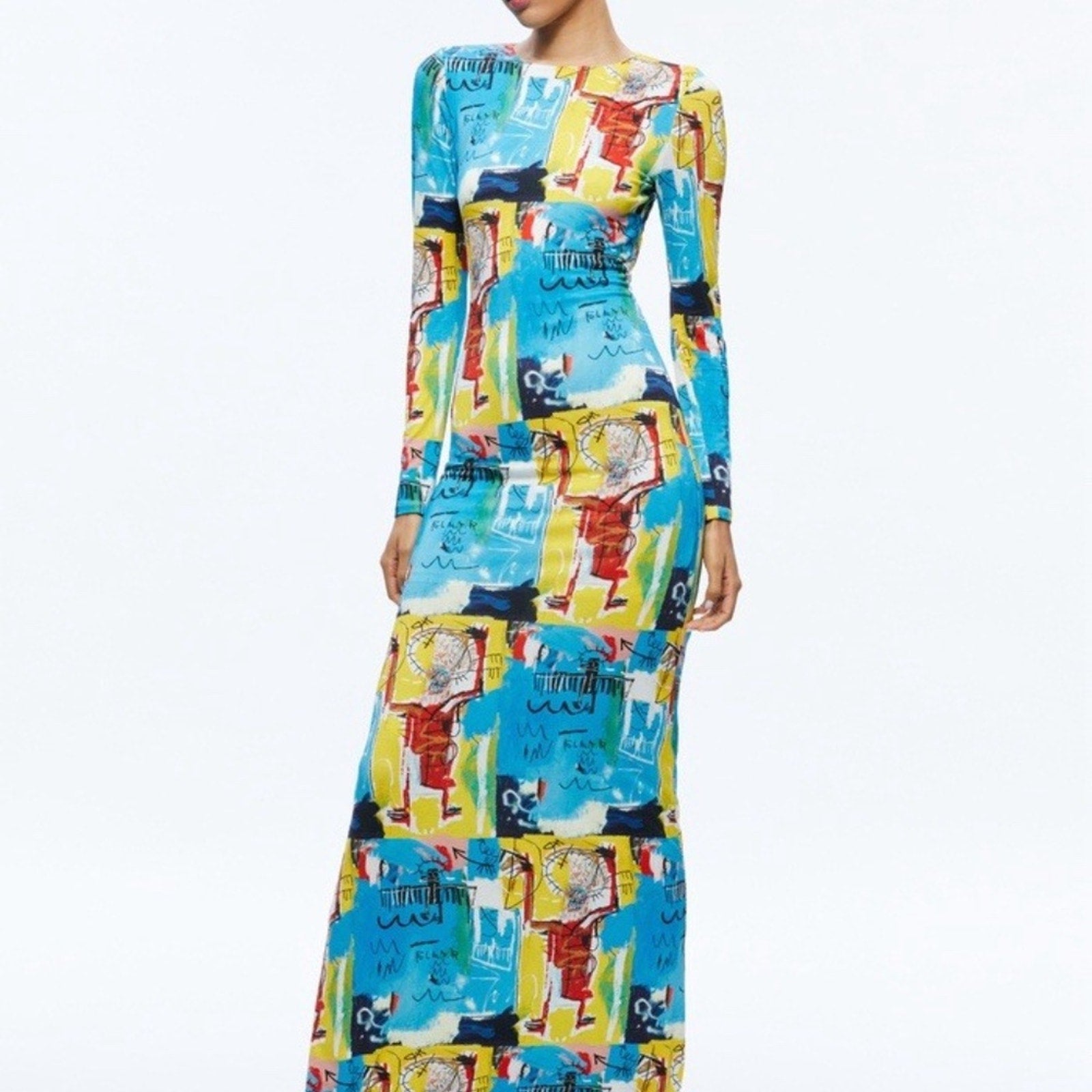 NWT ALICE + OLIVIA A+O X BASQUIAT DELORA MAXI DRESS - size 6