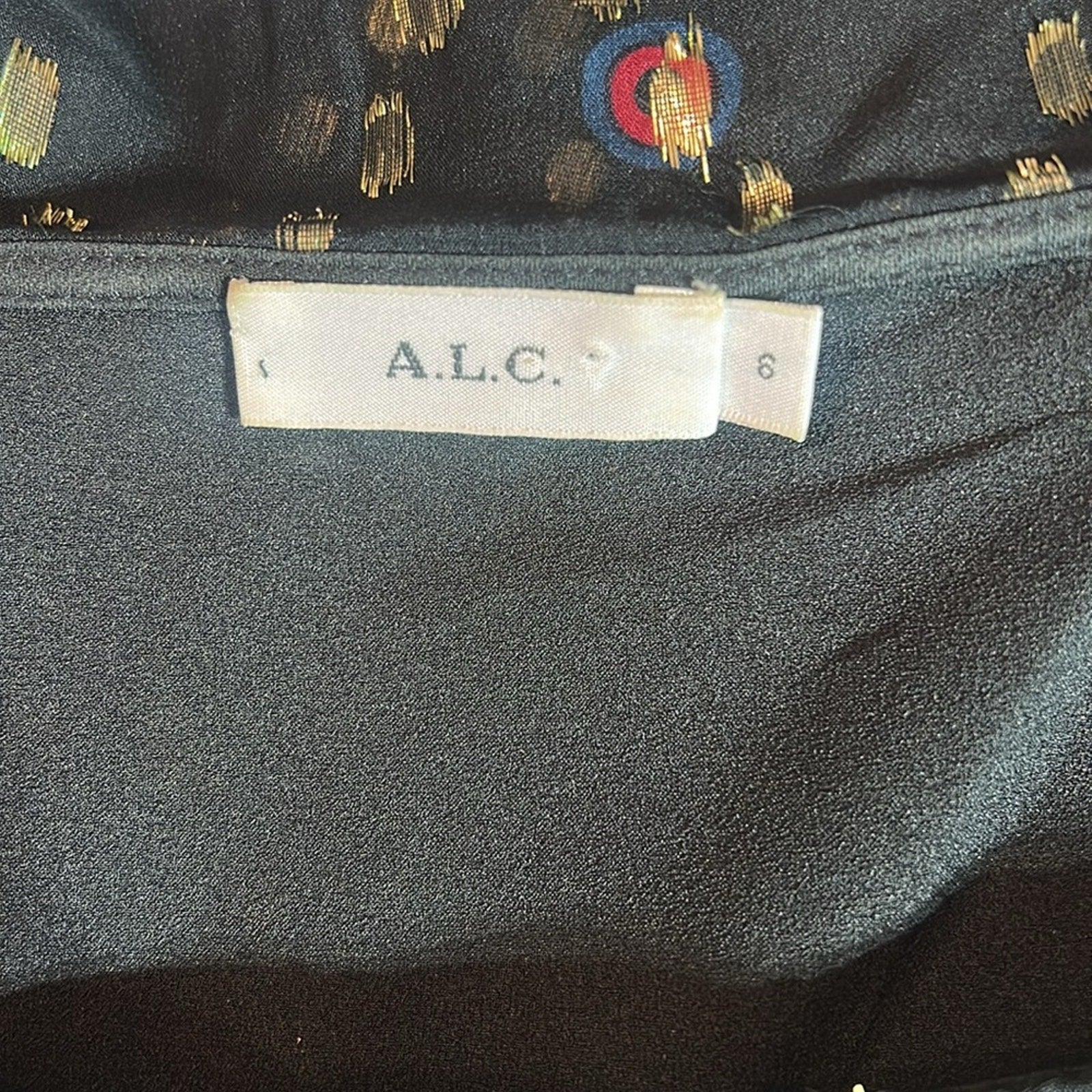 A.L.C Willow Silk Metallic Ruffle Cold Shoulder Blouse Size 6