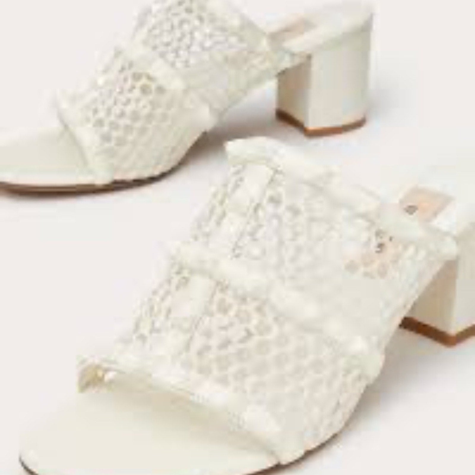 NEW VALENTINO WOMEN'S ROCKSTUD MESH SLIDER SANDALS 60MM IN IVORY - size 38 (8)